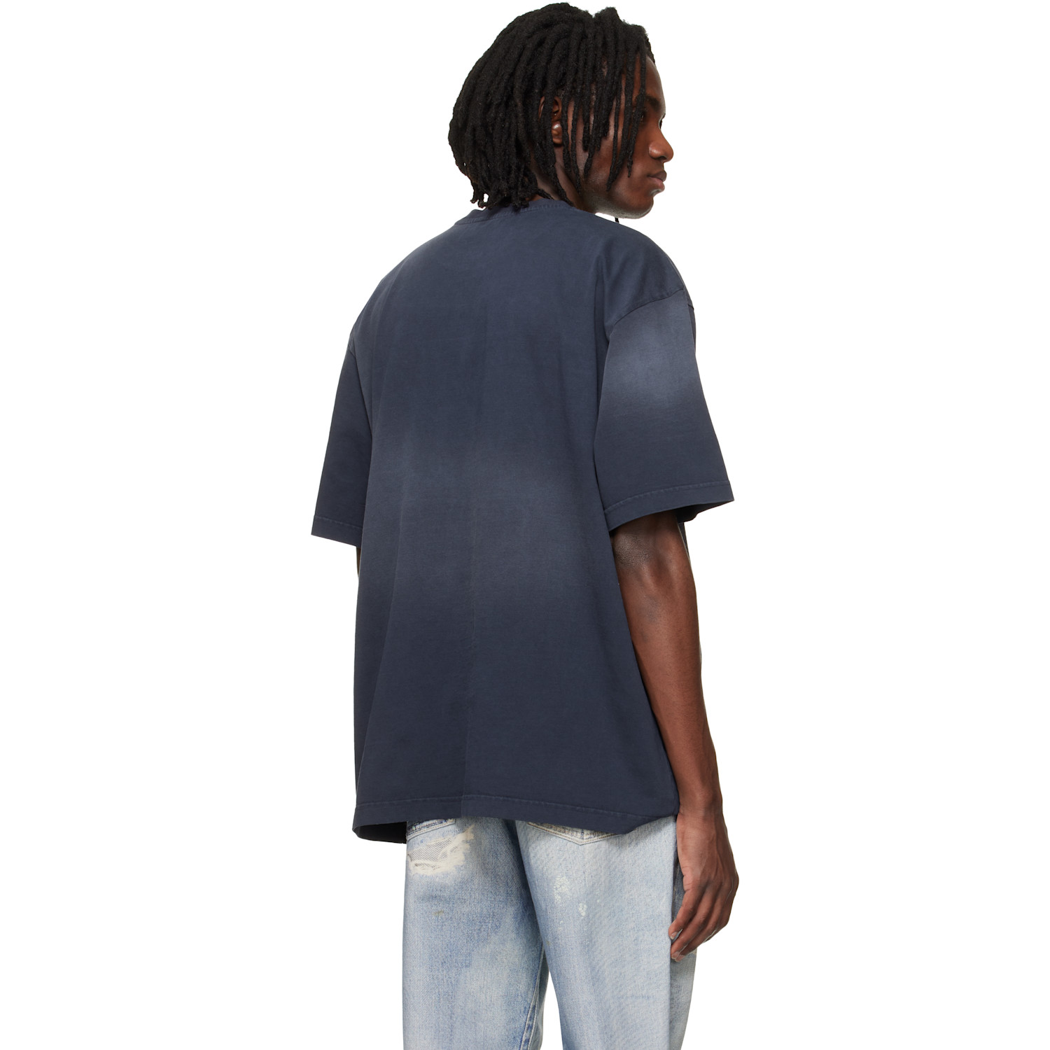  Solid Homme Navy Dropped Shoulder T-shirt 