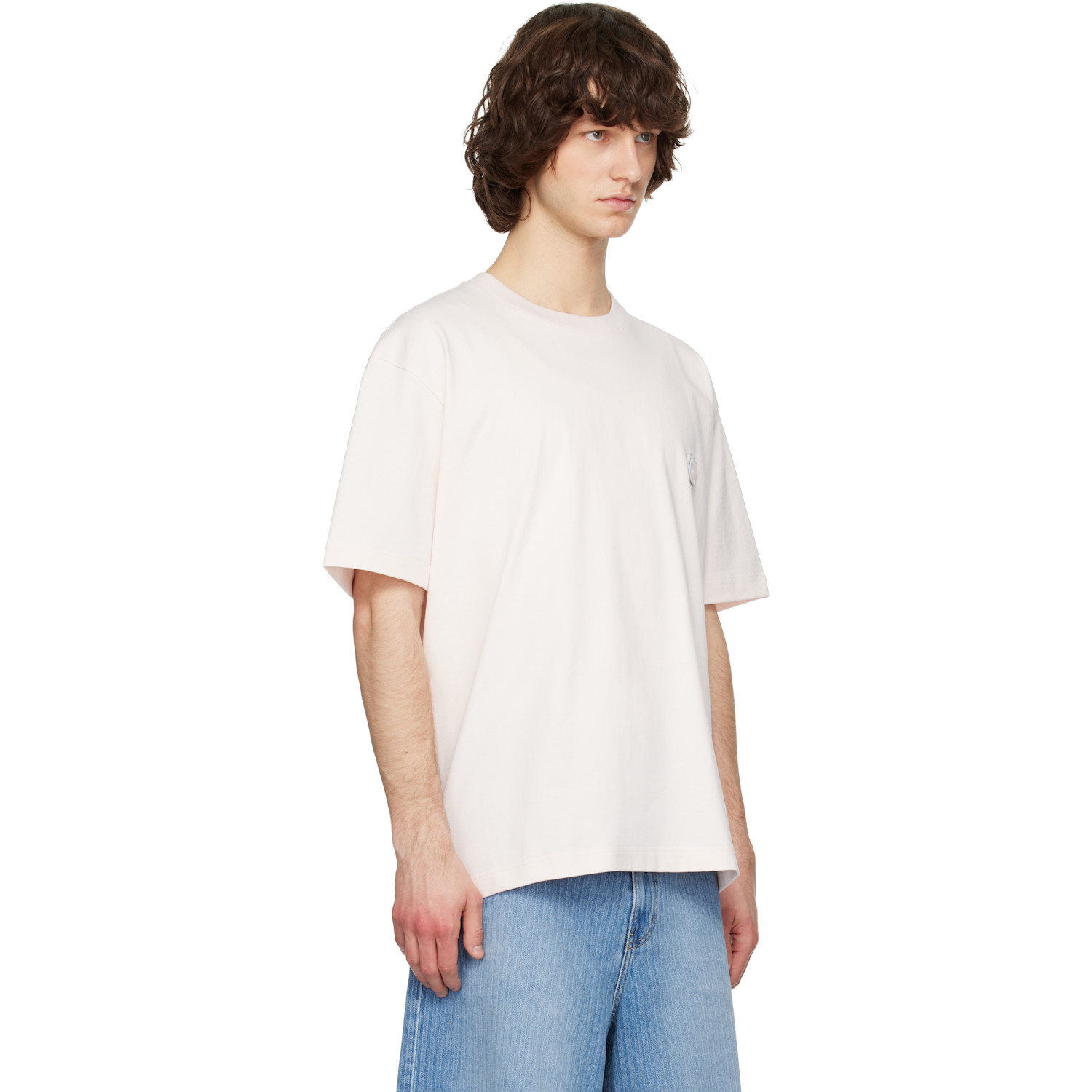  Solid Homme Pink Solid Tweed Back Logo Short Sleeve T-shirt 