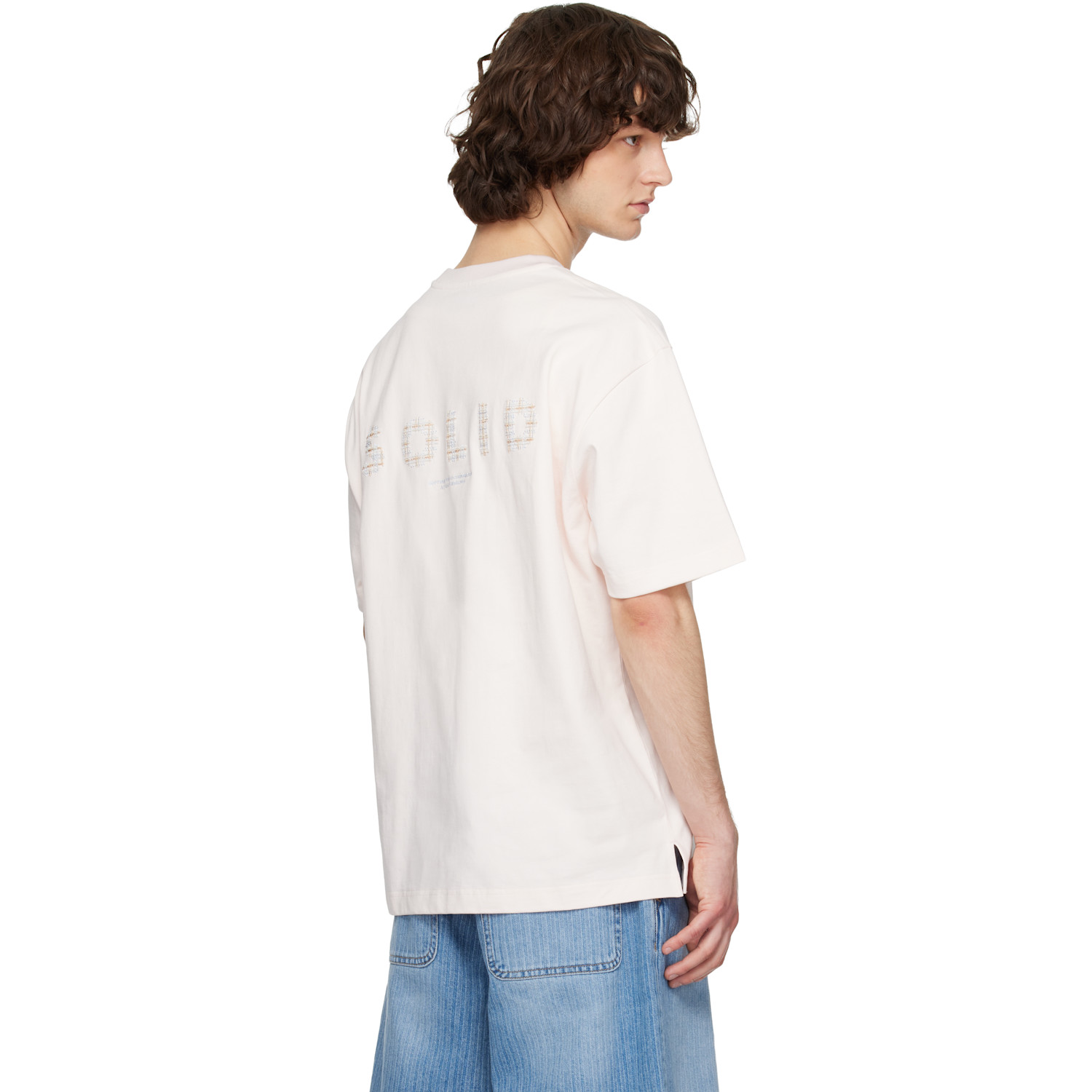 Solid Homme Pink Solid Tweed Back Logo Short Sleeve T-shirt 