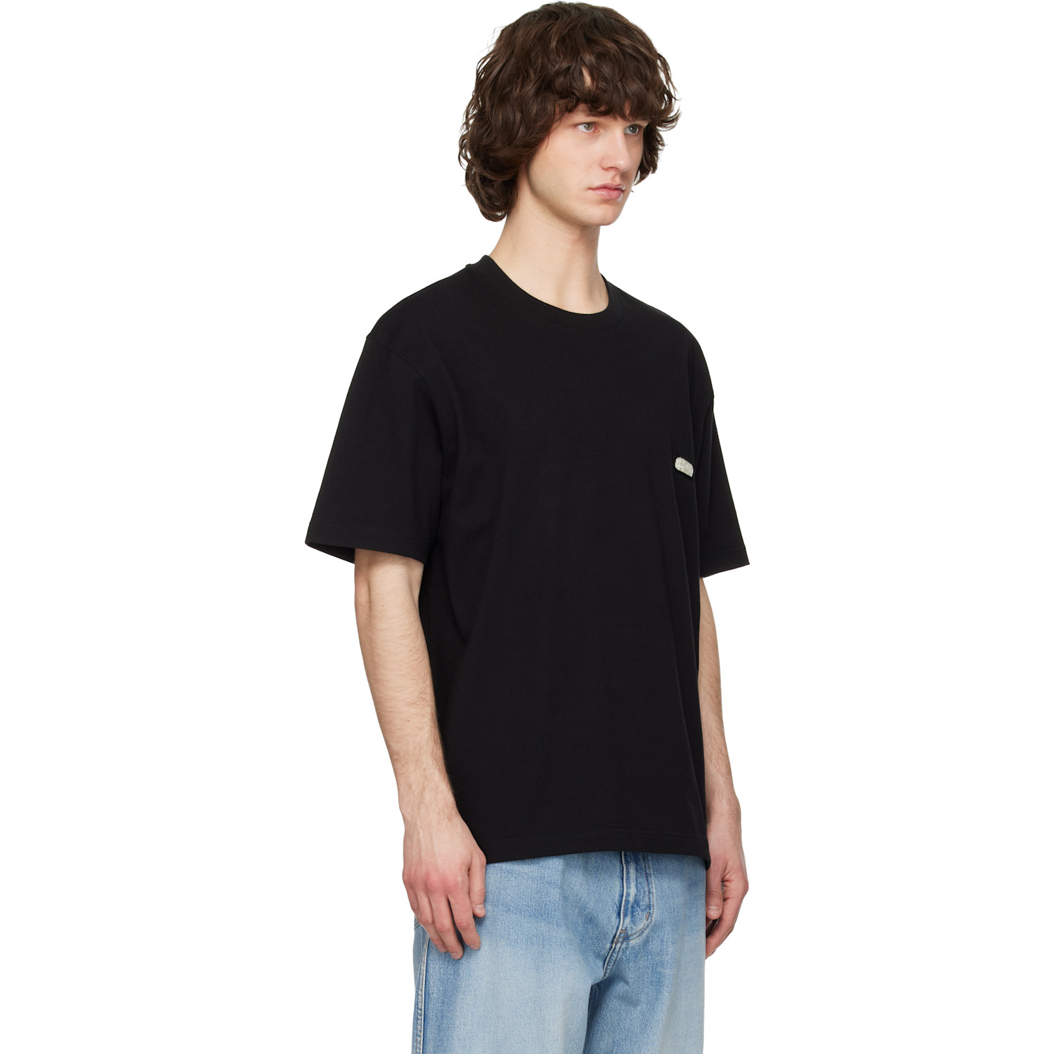 Solid Homme Black Solid Back Logo Short Sleeve T-shirt 