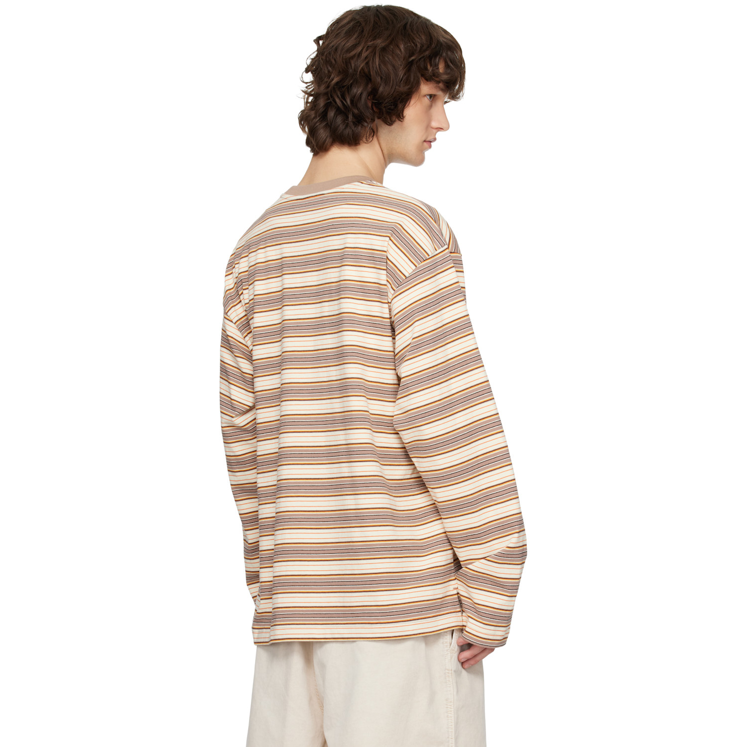  Solid Homme Brown & Off-white Striped Long Sleeve T-shirt 