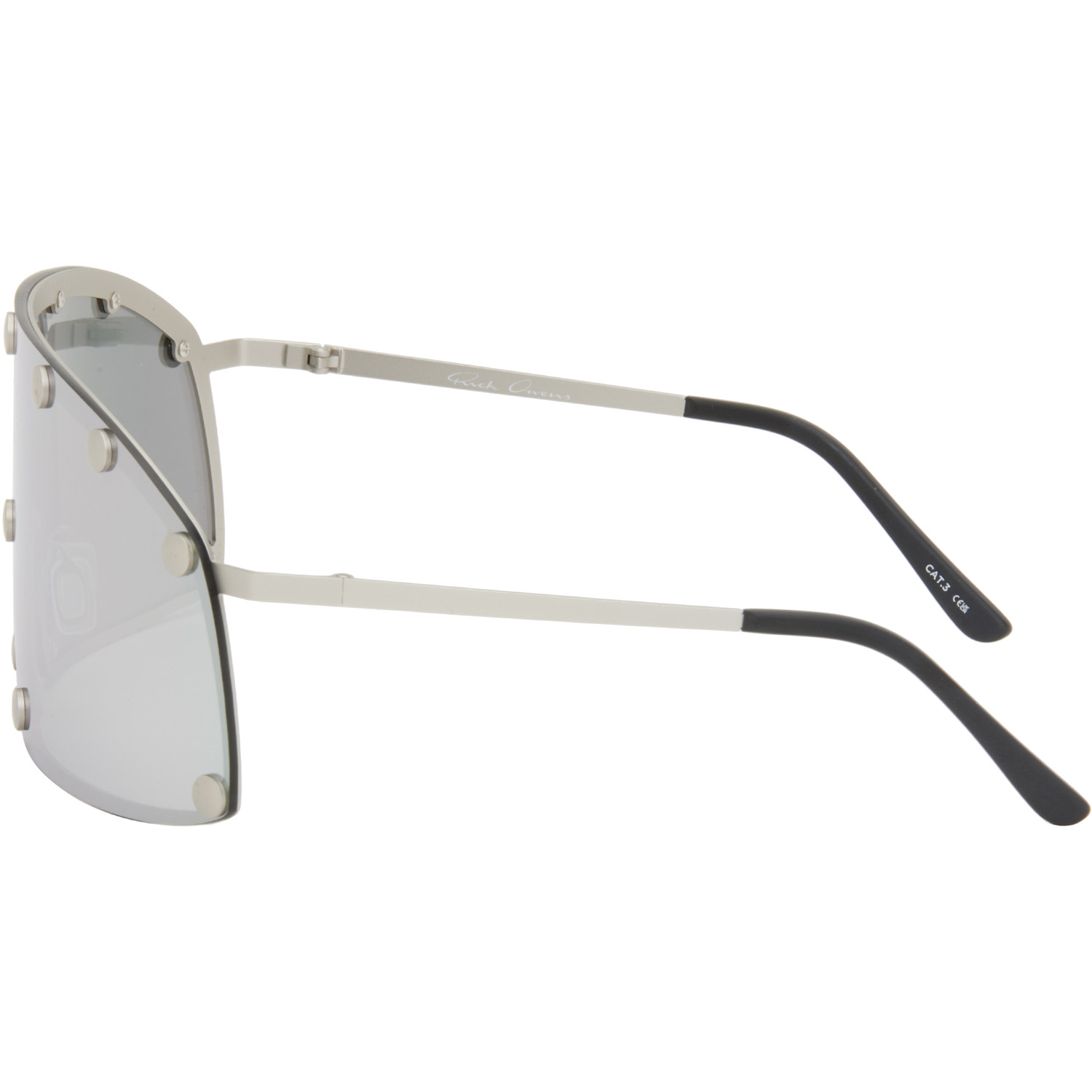 Rick Owens Silver Temple Shielding Sunglasses 