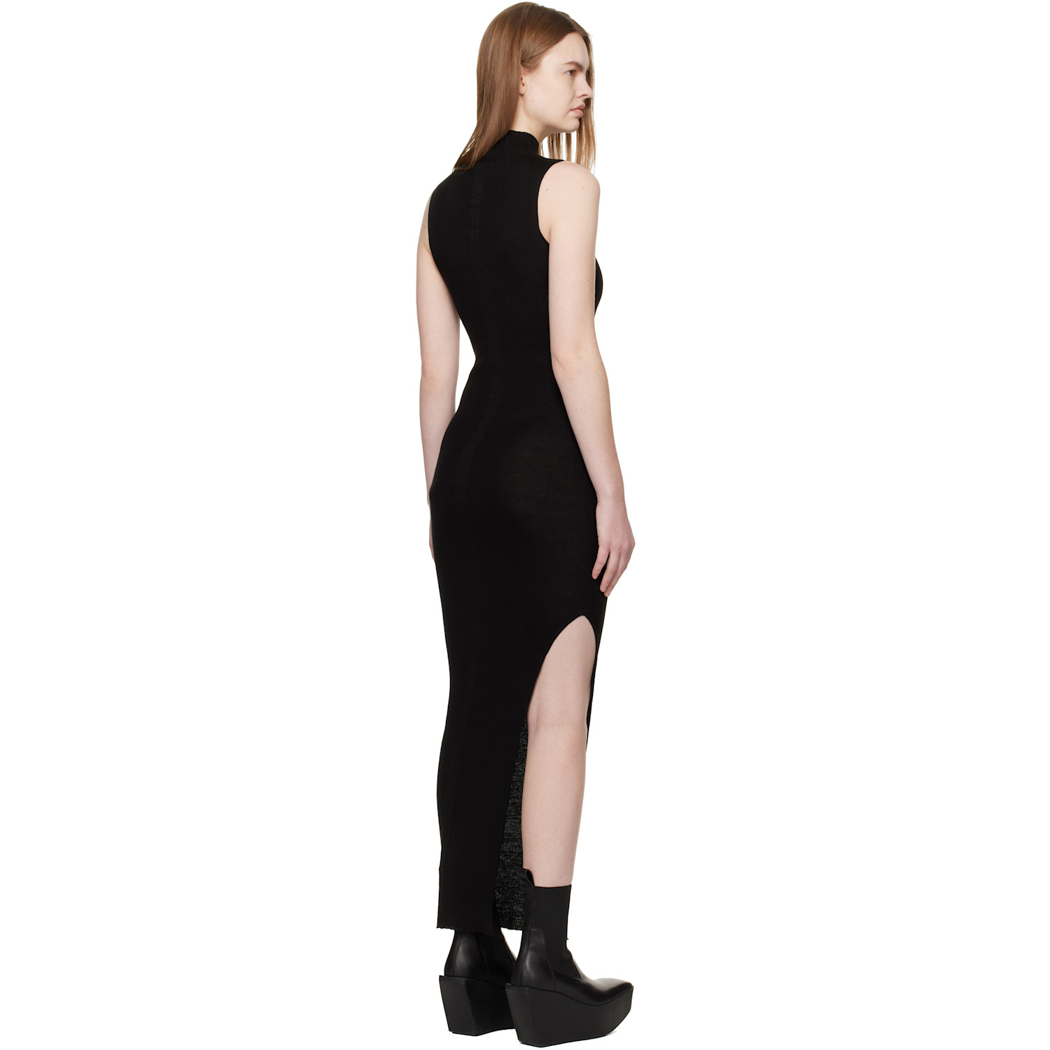  Rick Owens Black Temple Sl Turtle Midi Dress 