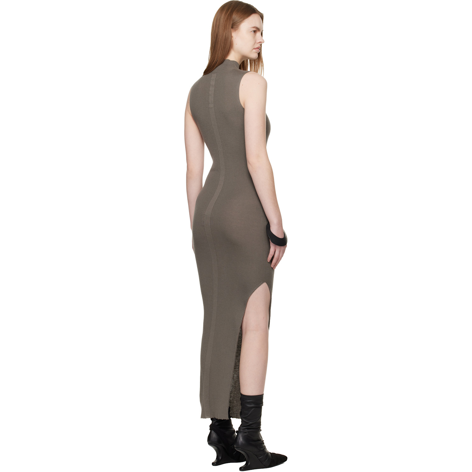  Rick Owens Gray Temple Sl Turtle Midi Dress 