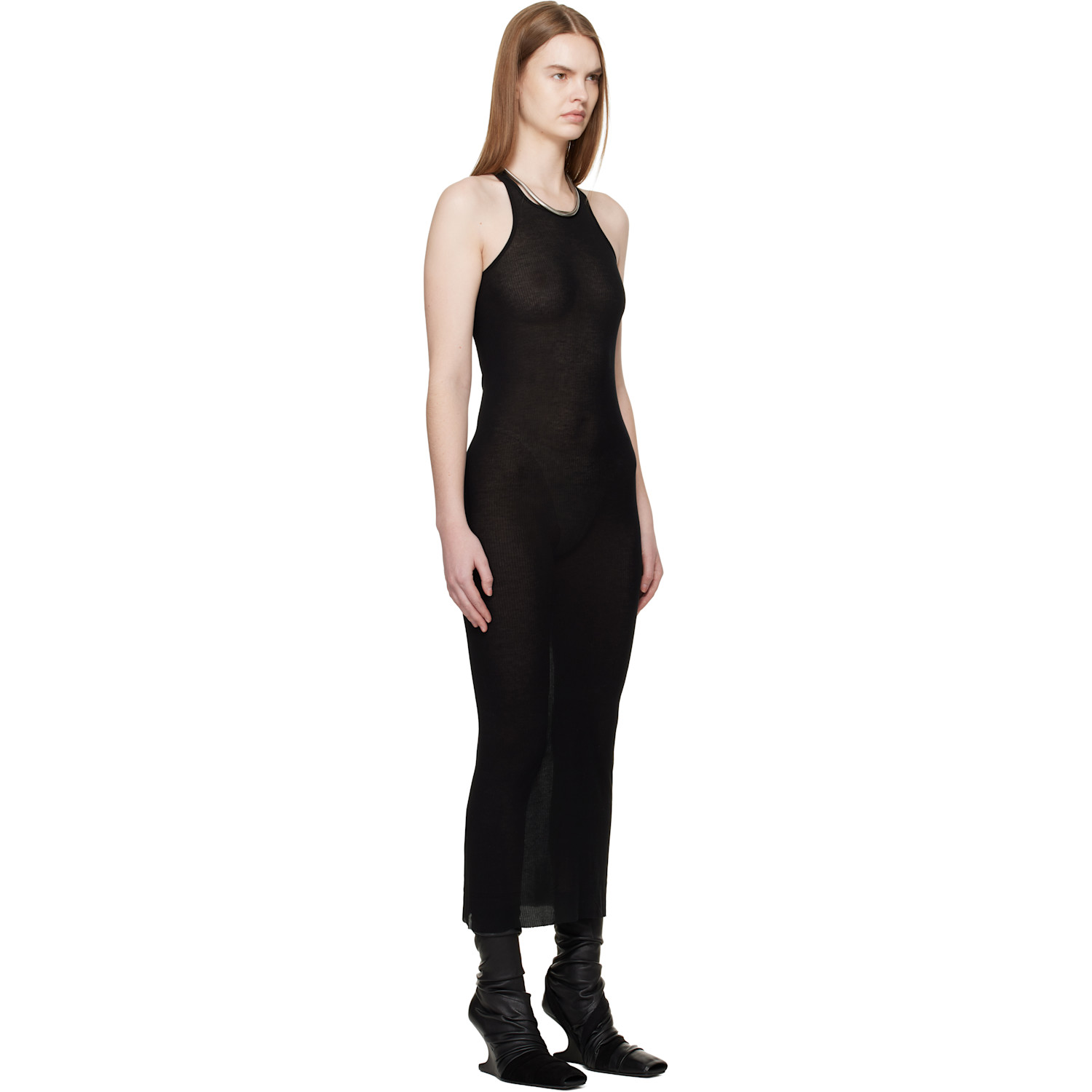  Rick Owens Black Temple Tank Midi Dress 