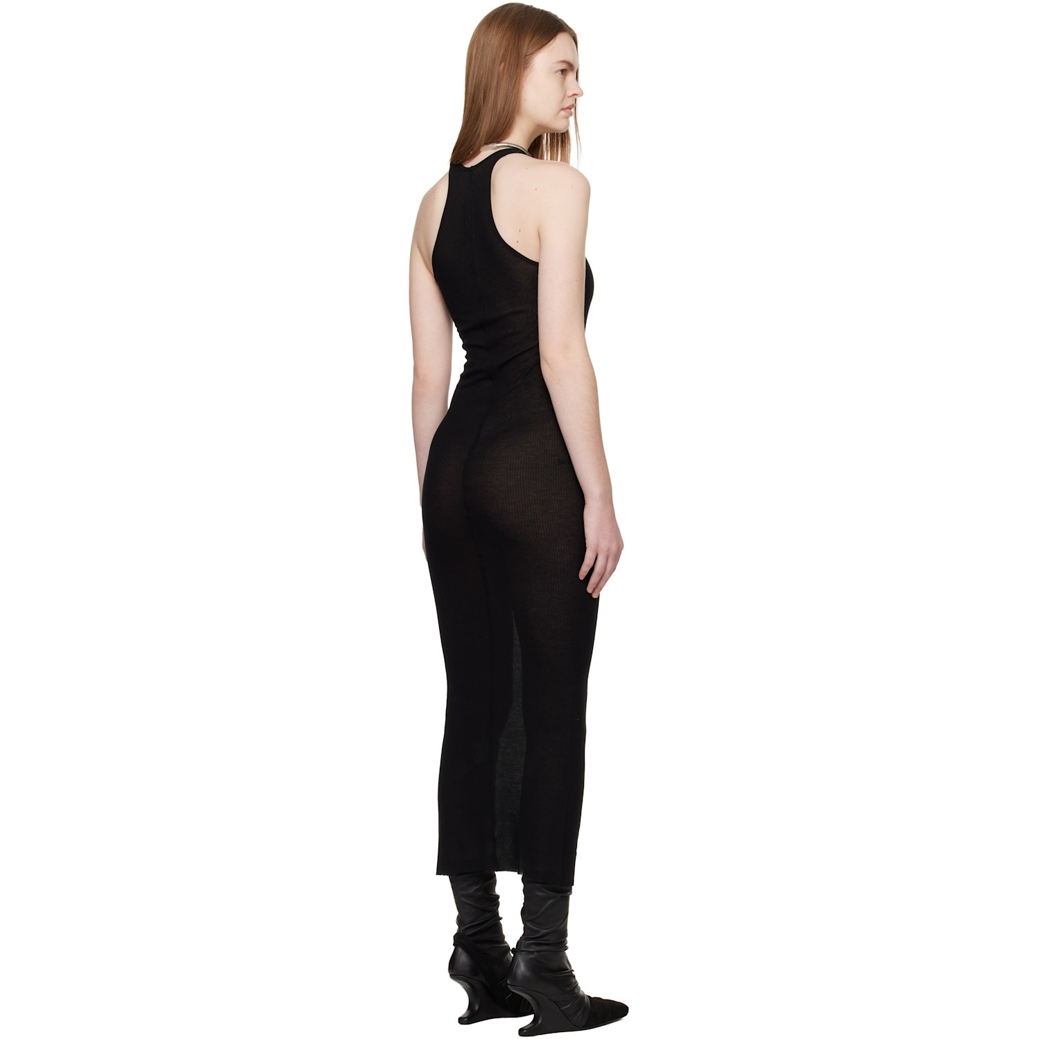  Rick Owens Black Temple Tank Midi Dress 