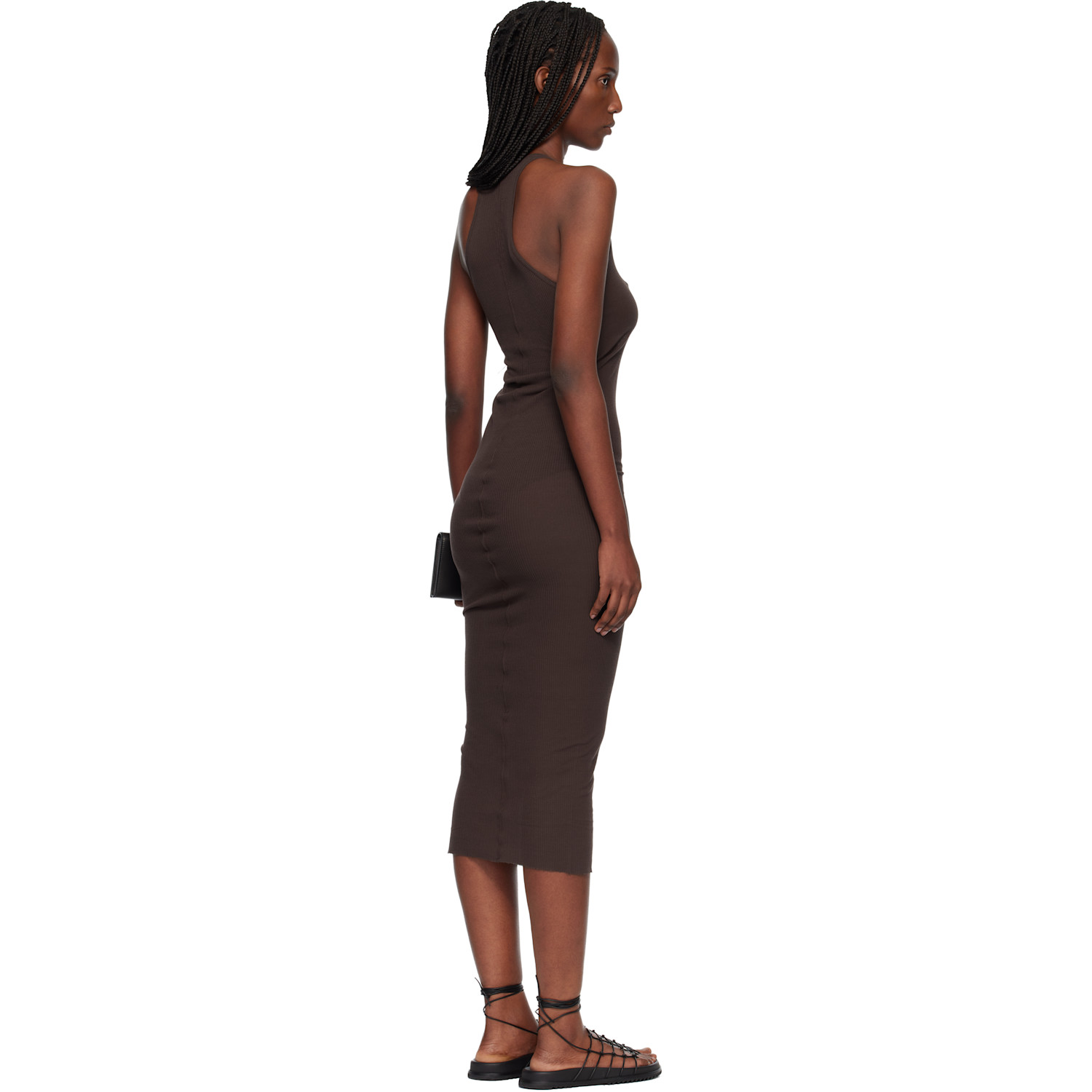 Rick Owens Brown Temple Tank Midi Dress 