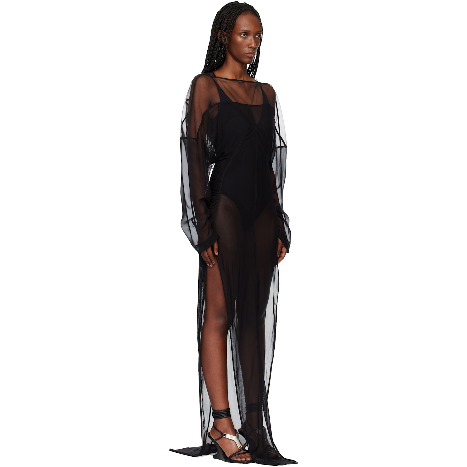  Rick Owens Black Temple Collage Maxi Dress 