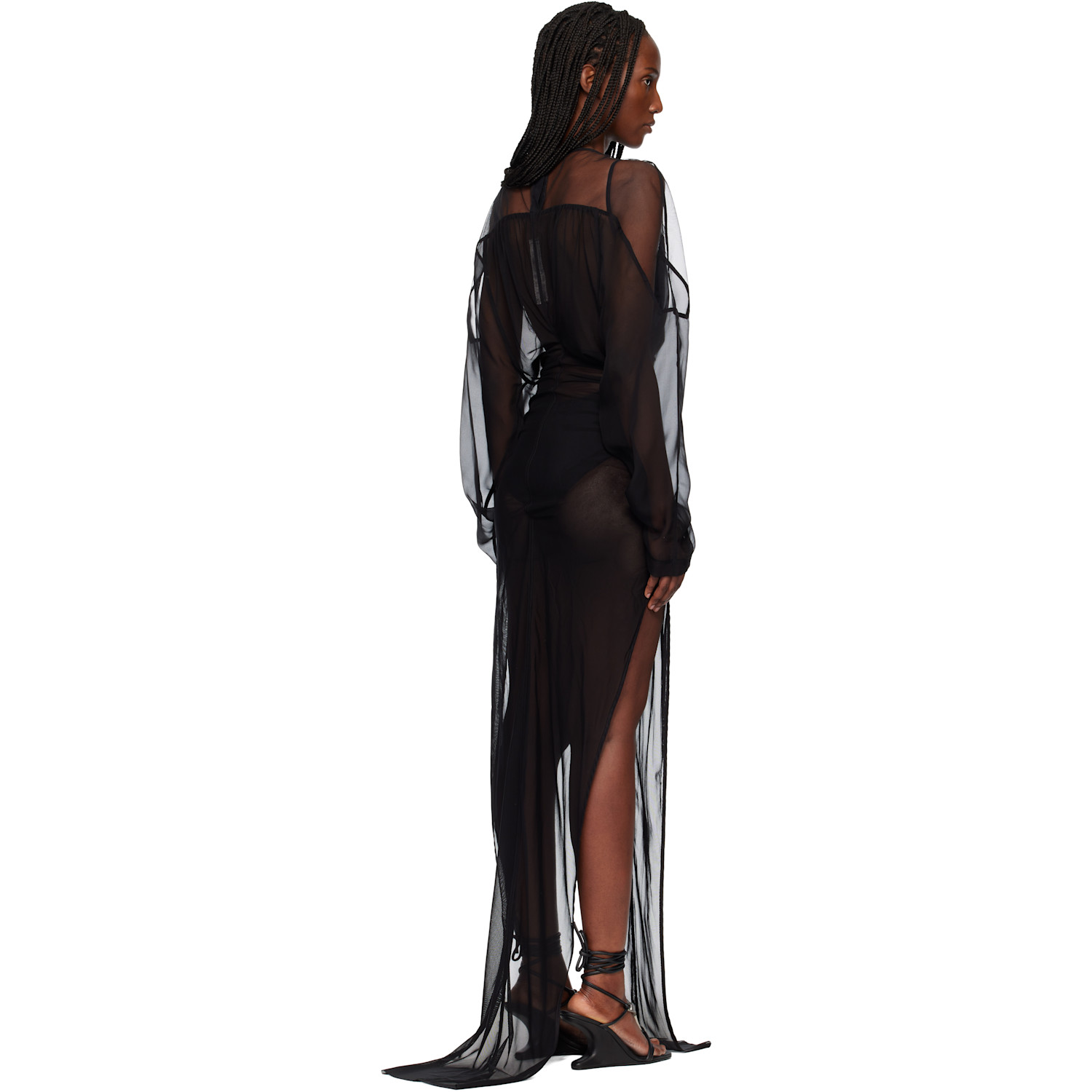  Rick Owens Black Temple Collage Maxi Dress 
