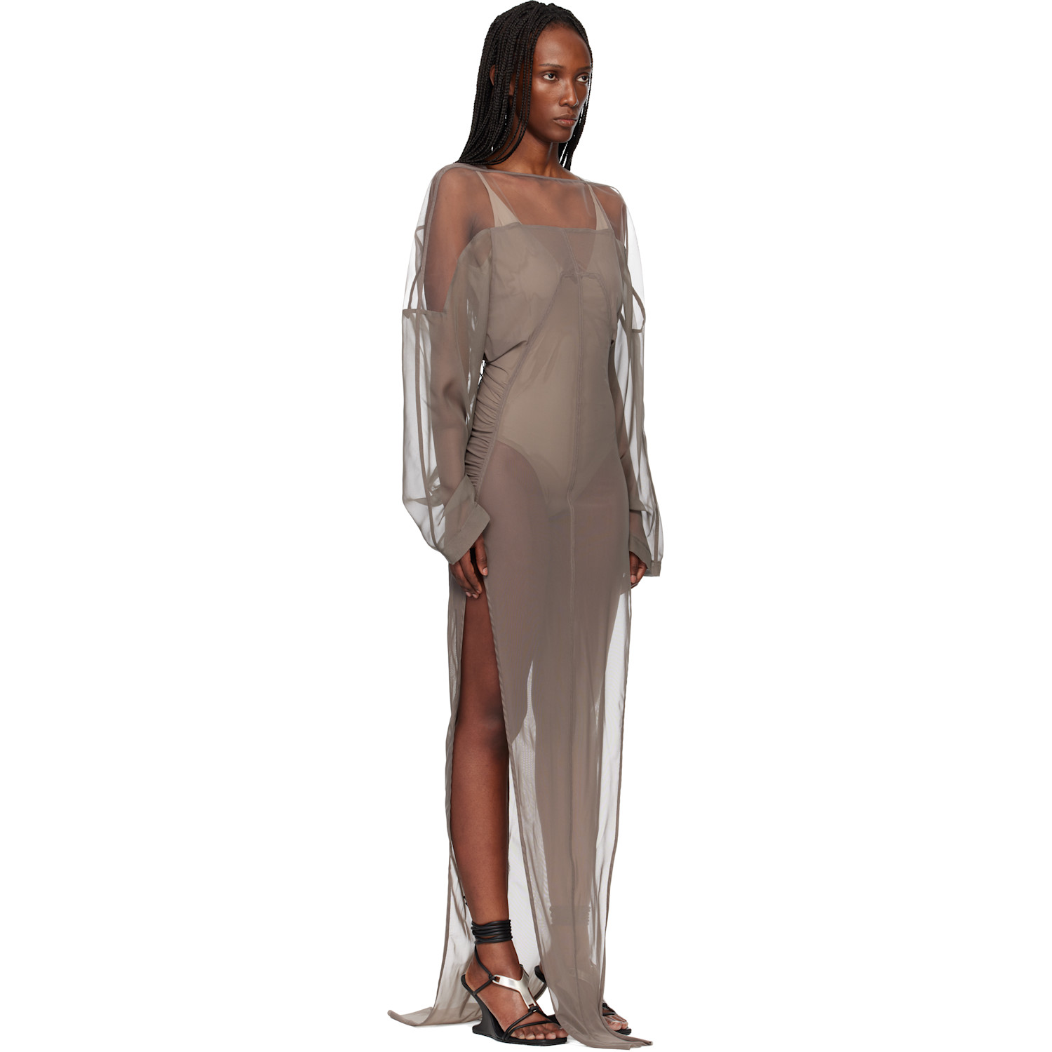  Rick Owens Gray Temple Collage Maxi Dress 