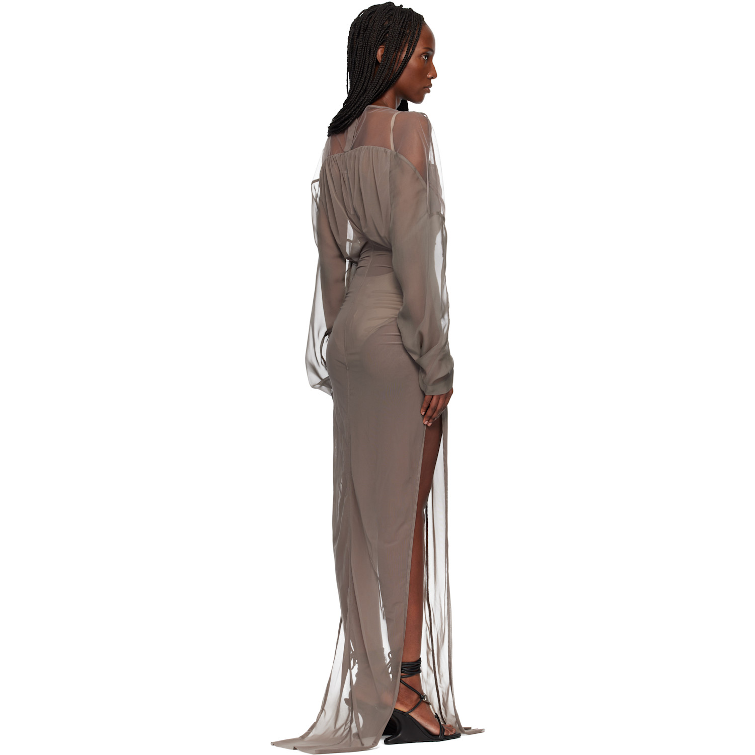  Rick Owens Gray Temple Collage Maxi Dress 