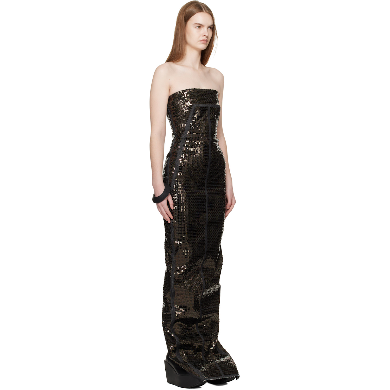  Rick Owens Black Temple Bustier Maxi Dress 