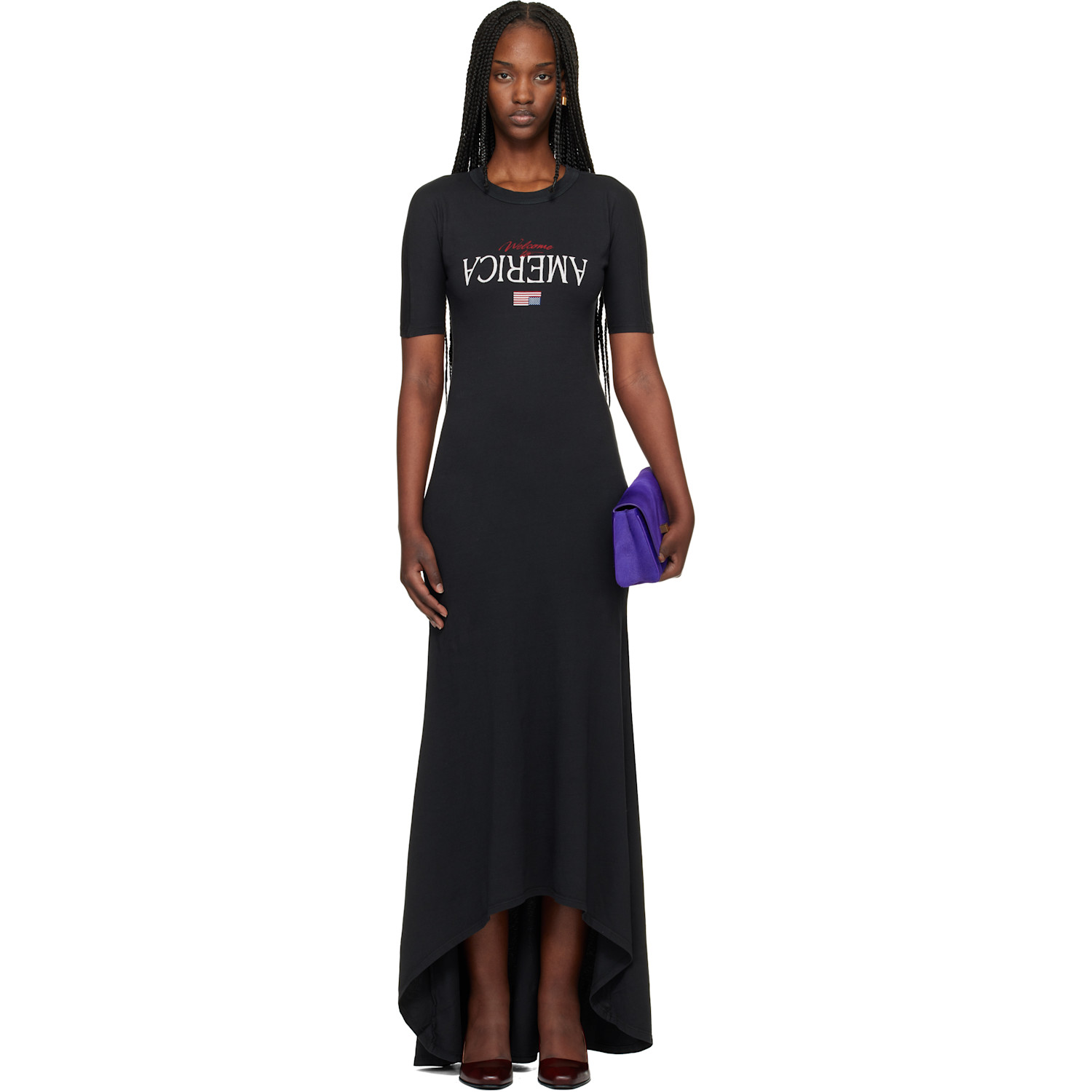WILLY CHAVARRIA Black 'Welcome To America' Maxi Dress