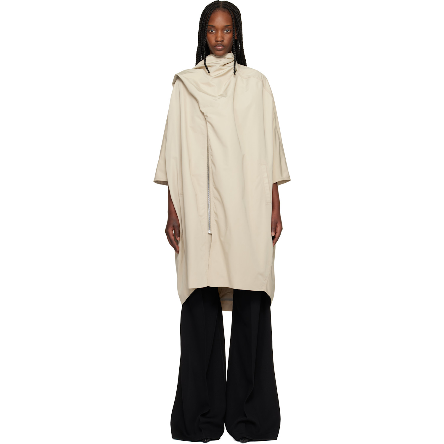 Rick Owens Off-White Temple Sail Biker Coat