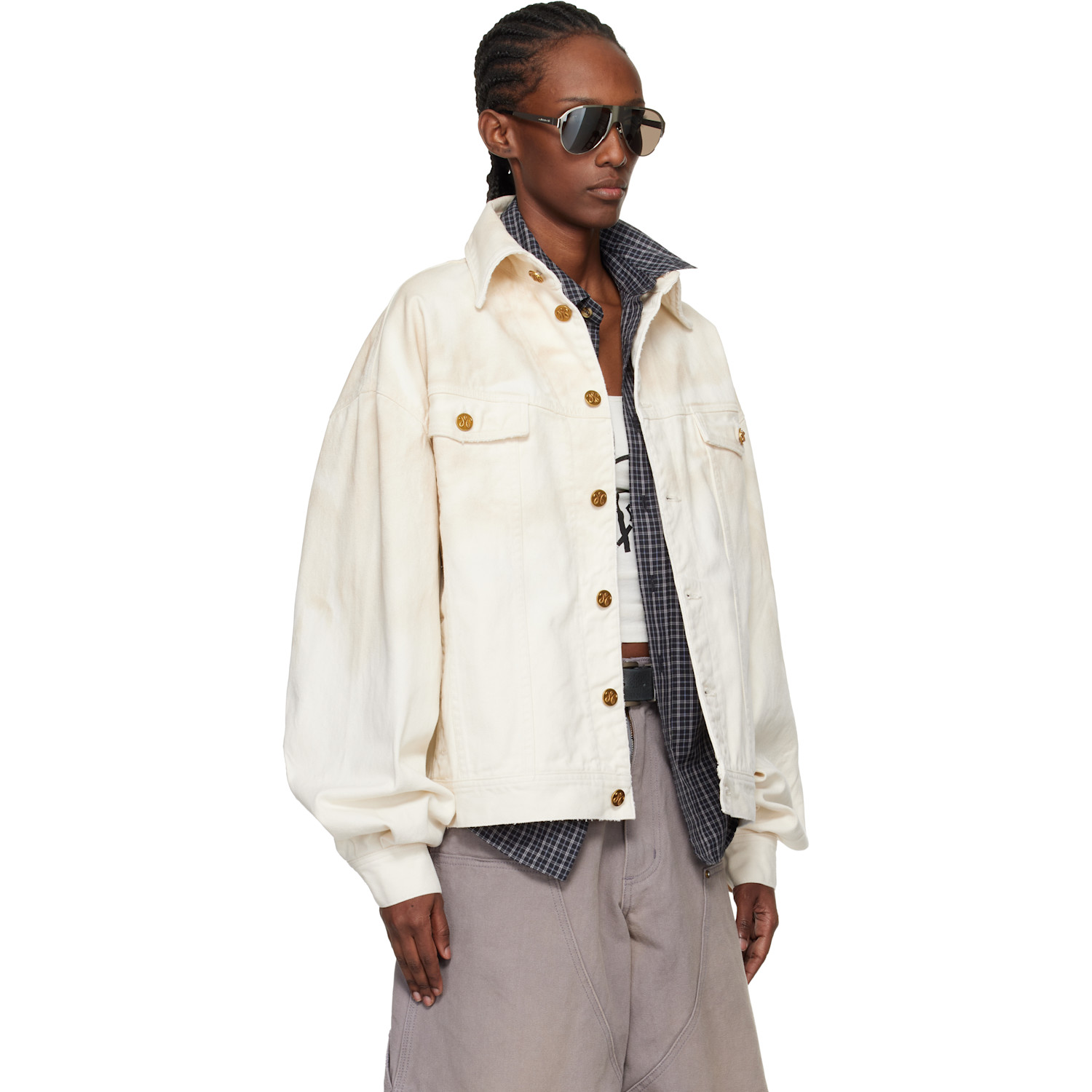  Willy Chavarria Off-white Chachi Denim Trucker Jacket 