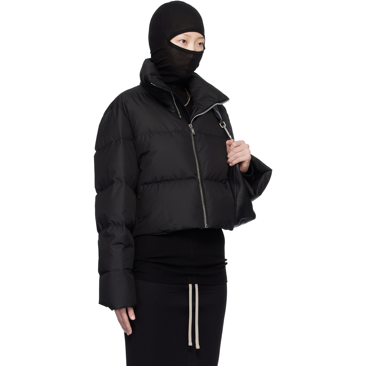  Rick Owens Moncler + Rick Owens Black Cropped Cyclopic Down Jacket 