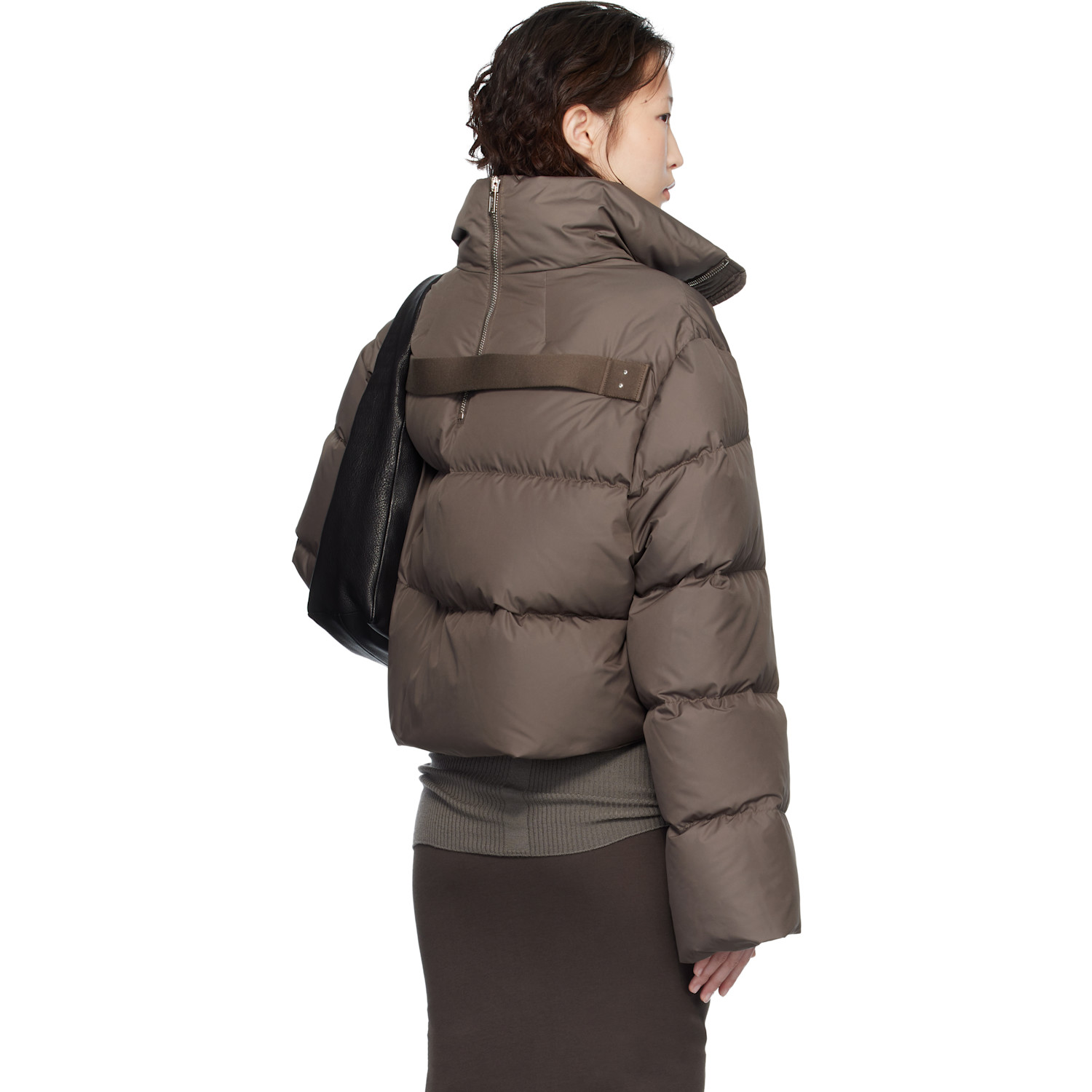  Rick Owens Moncler + Rick Owens Taupe Cropped Cyclopic Down Jacket 