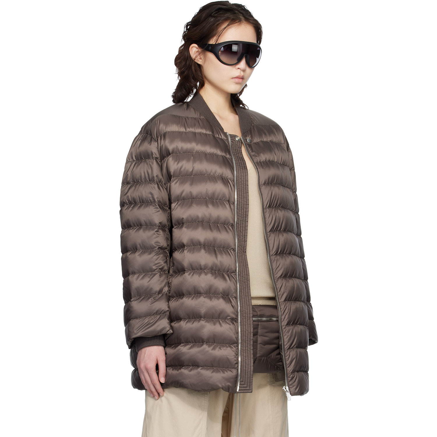  Rick Owens Moncler + Rick Owens Brown Flight Down Jacket 