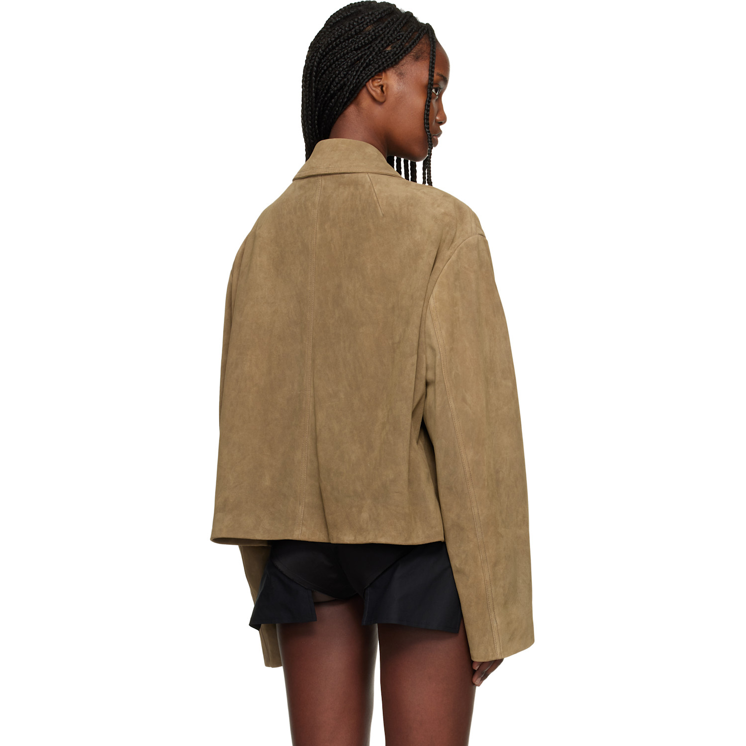  Rick Owens Beige Temple Heizer Mac Suede Jacket 