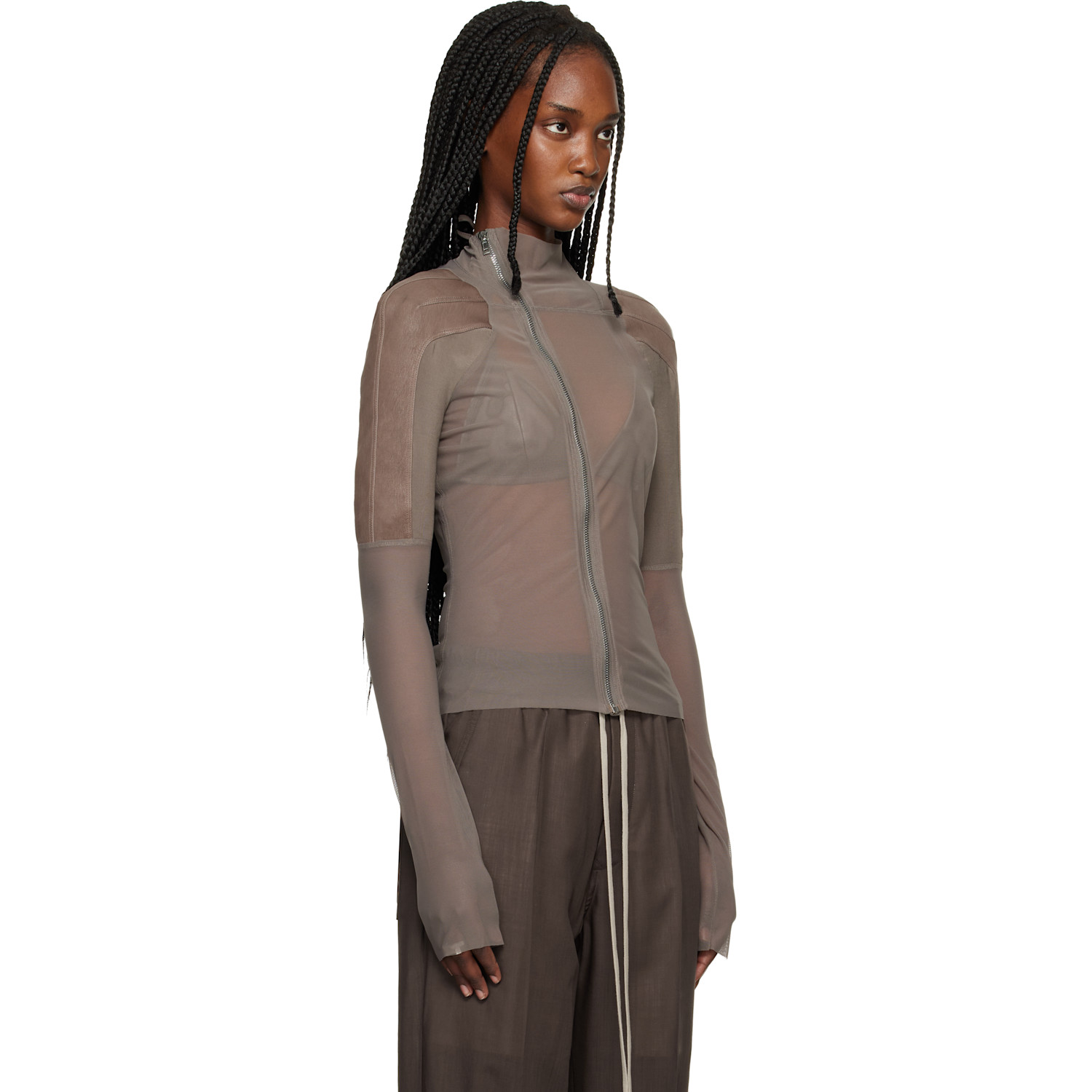  Rick Owens Taupe Temple Combo Gary Jacket 