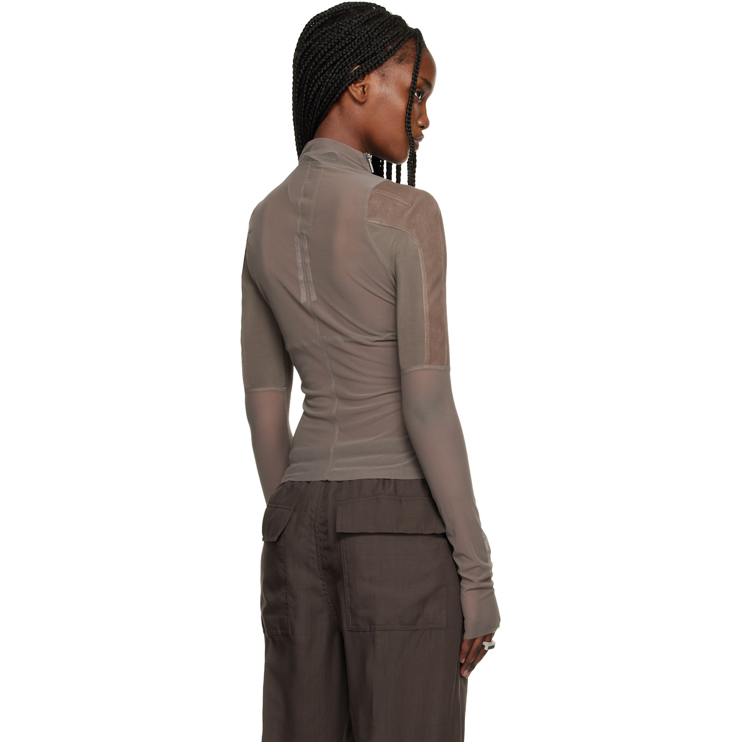  Rick Owens Taupe Temple Combo Gary Jacket 