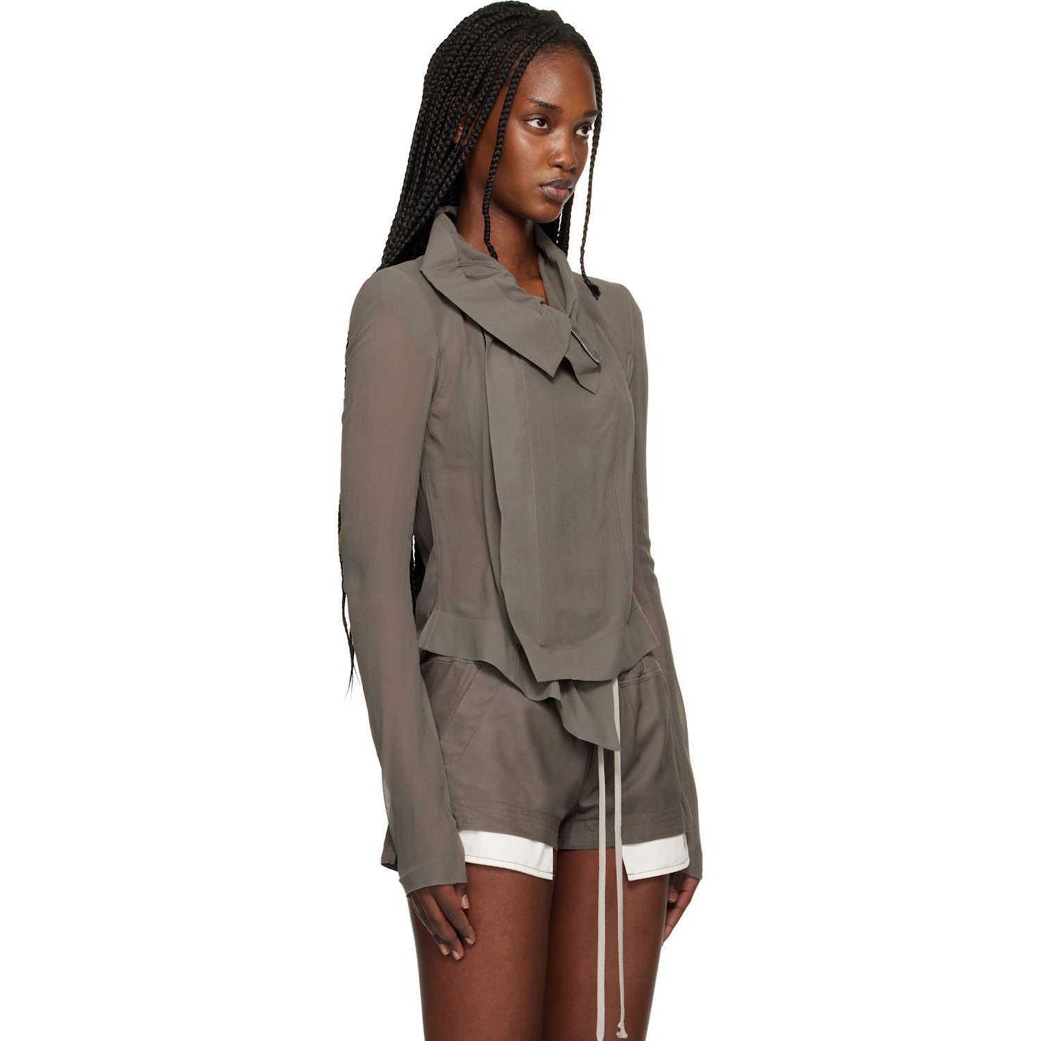  Rick Owens Gray Temple Classic Biker Jacket 