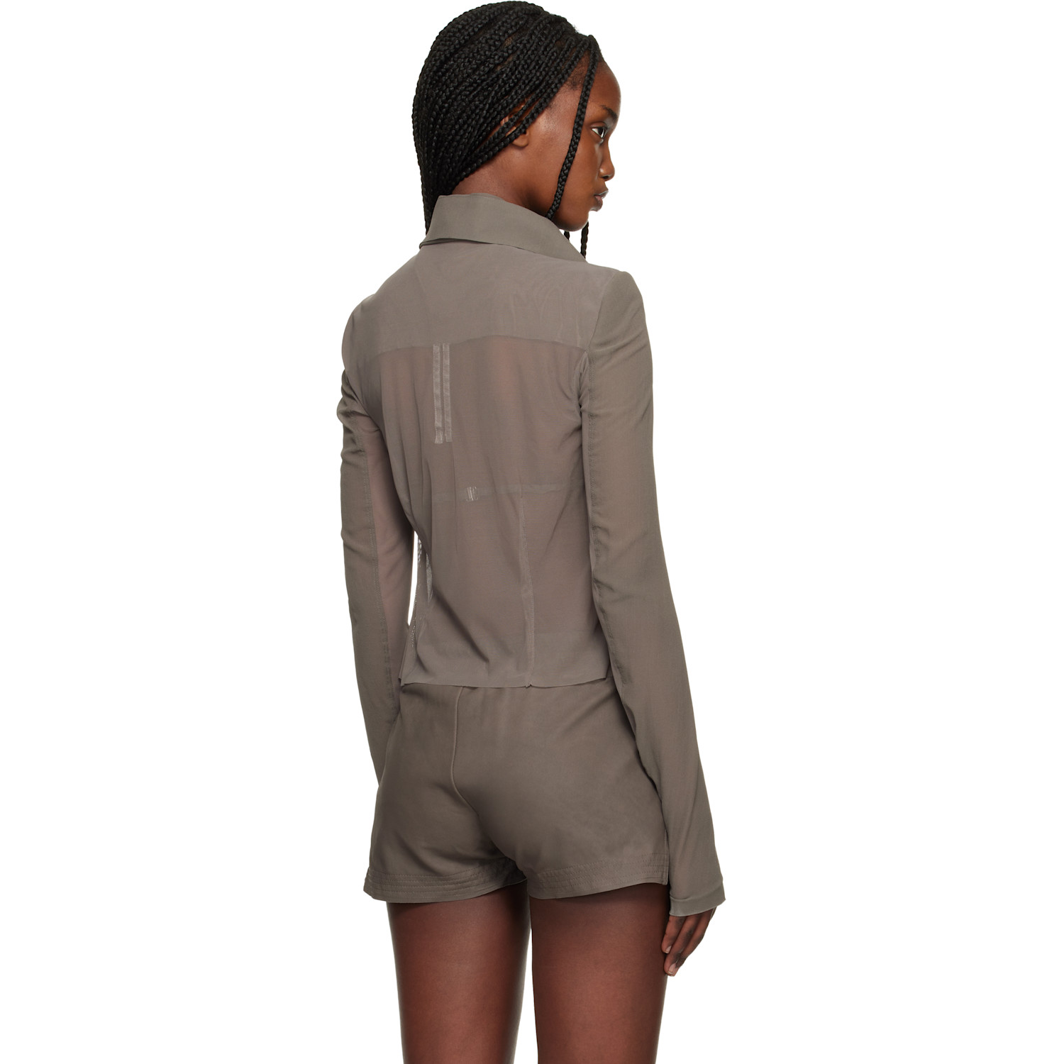  Rick Owens Gray Temple Classic Biker Jacket 