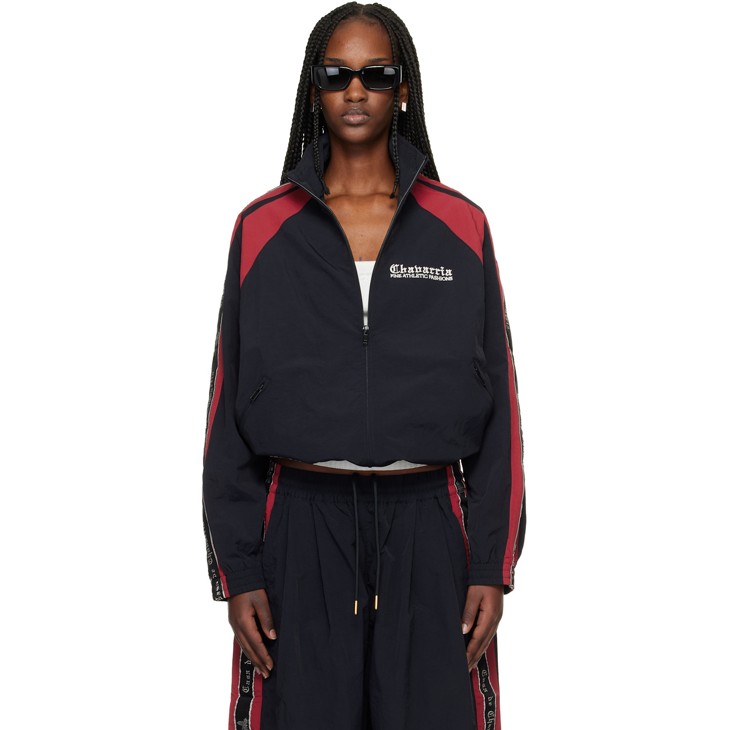 WILLY CHAVARRIA Black & Red 'Casa De Chavarria' Tape Jacket