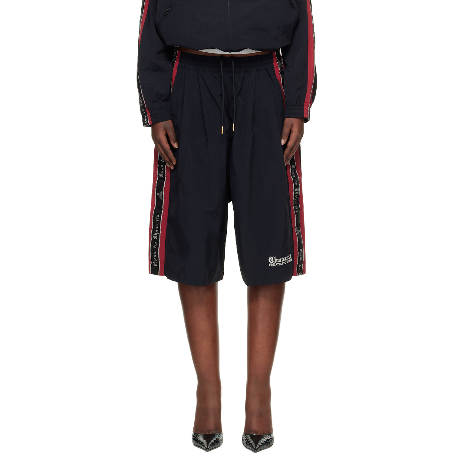 WILLY CHAVARRIA Black 'Casa De Chavarria' Orale Track Shorts