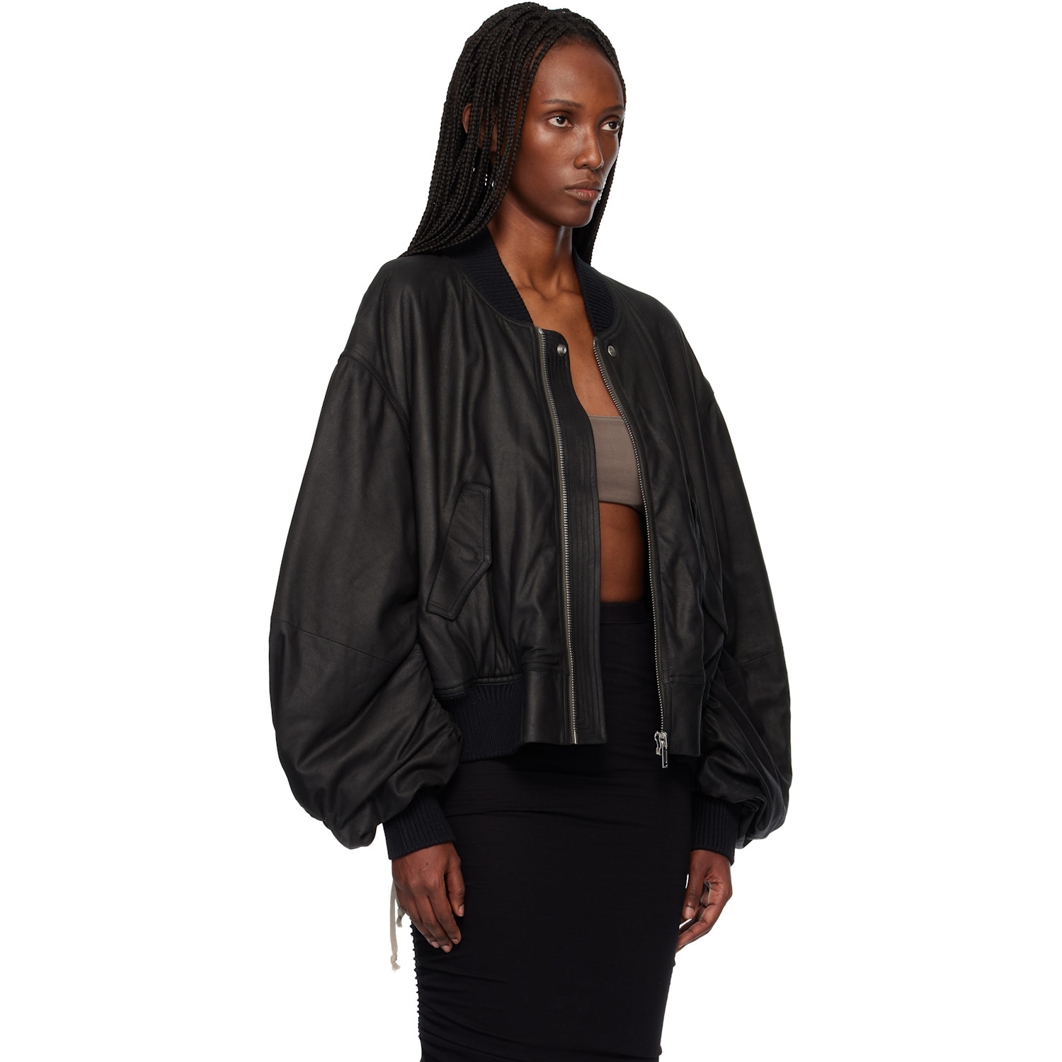  Rick Owens Black Temple Secchia Flight Leather Jacket 