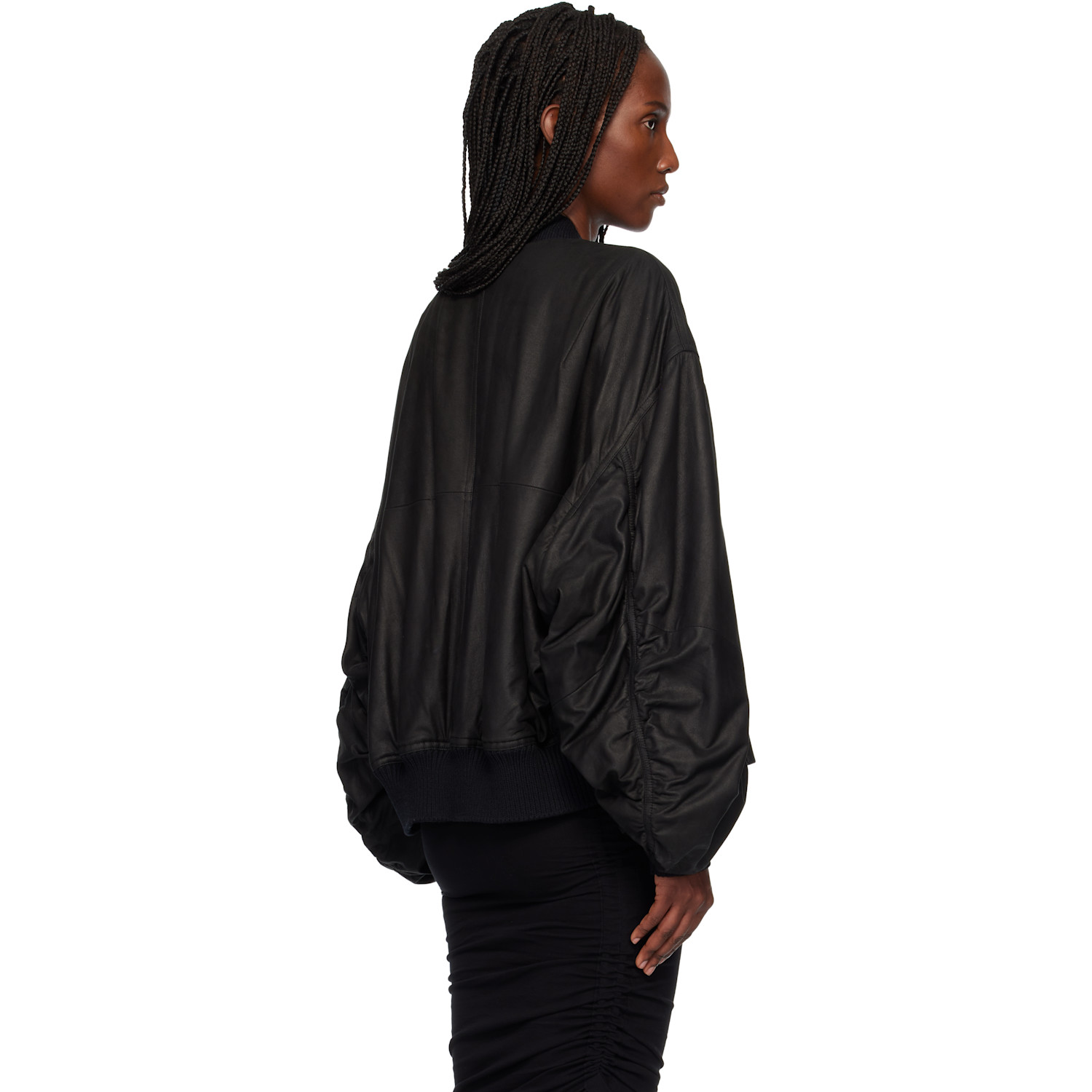  Rick Owens Black Temple Secchia Flight Leather Jacket 