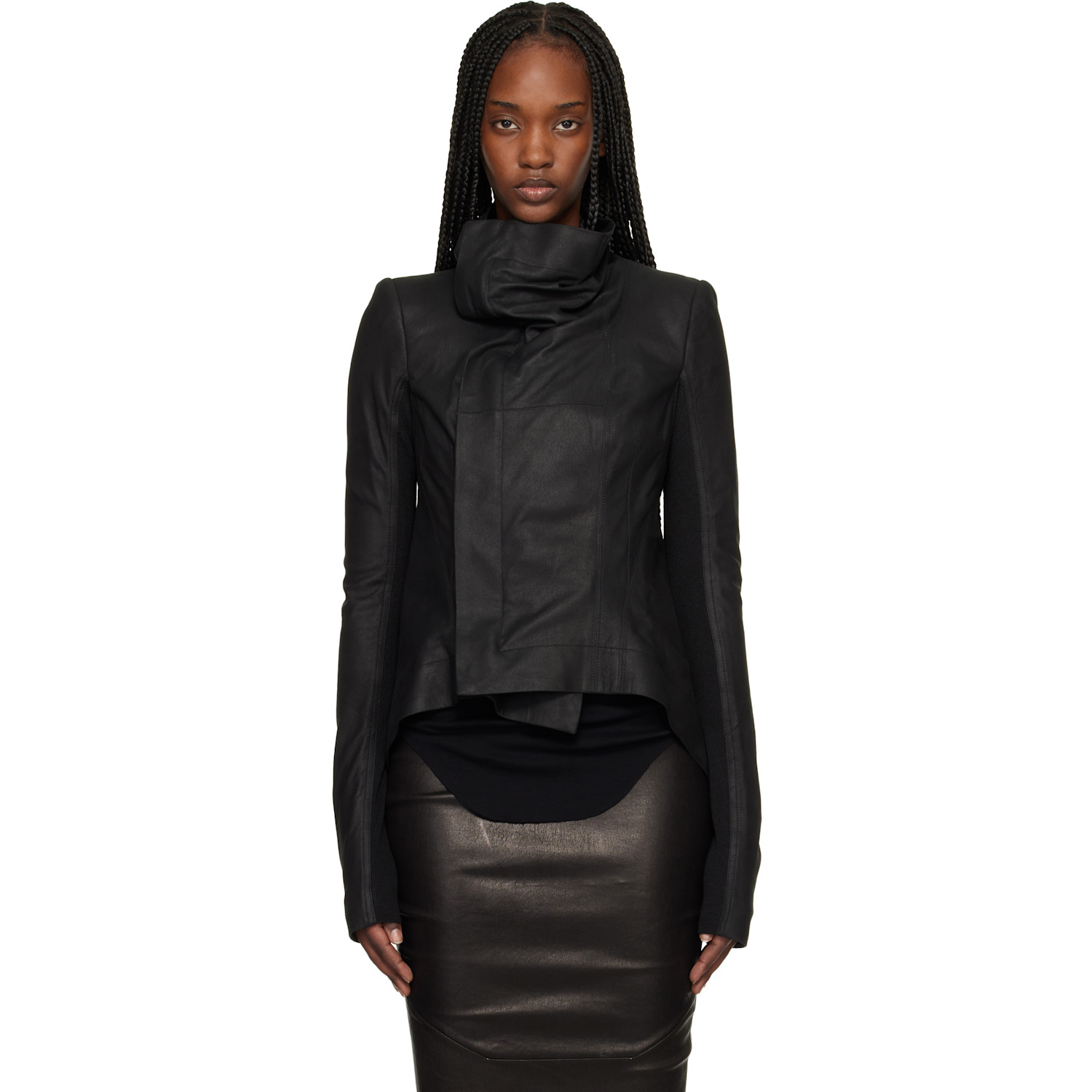 Rick Owens Black Temple Naska Leather Jacket