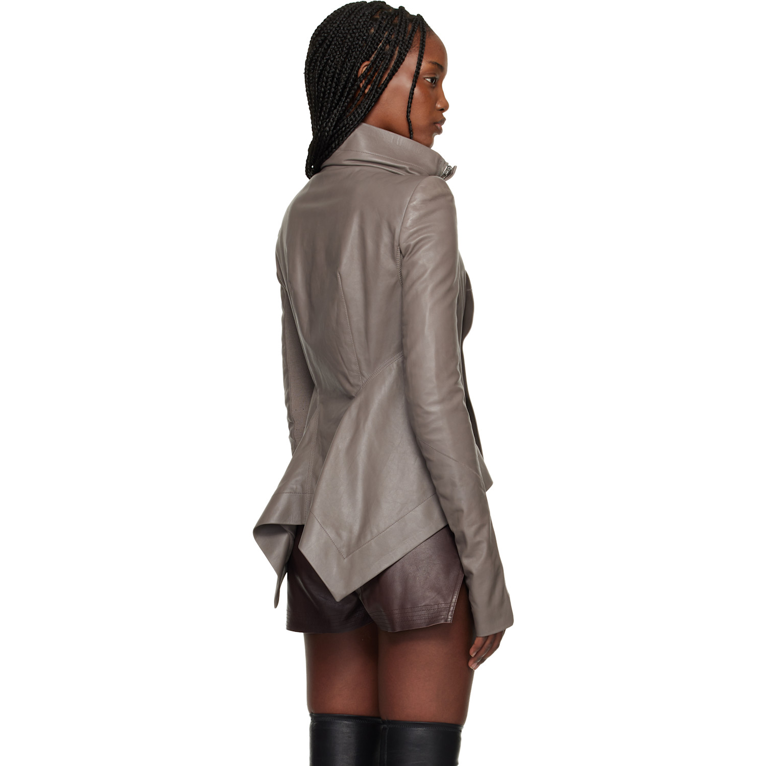  Rick Owens Gray Temple Naska Leather Jacket 