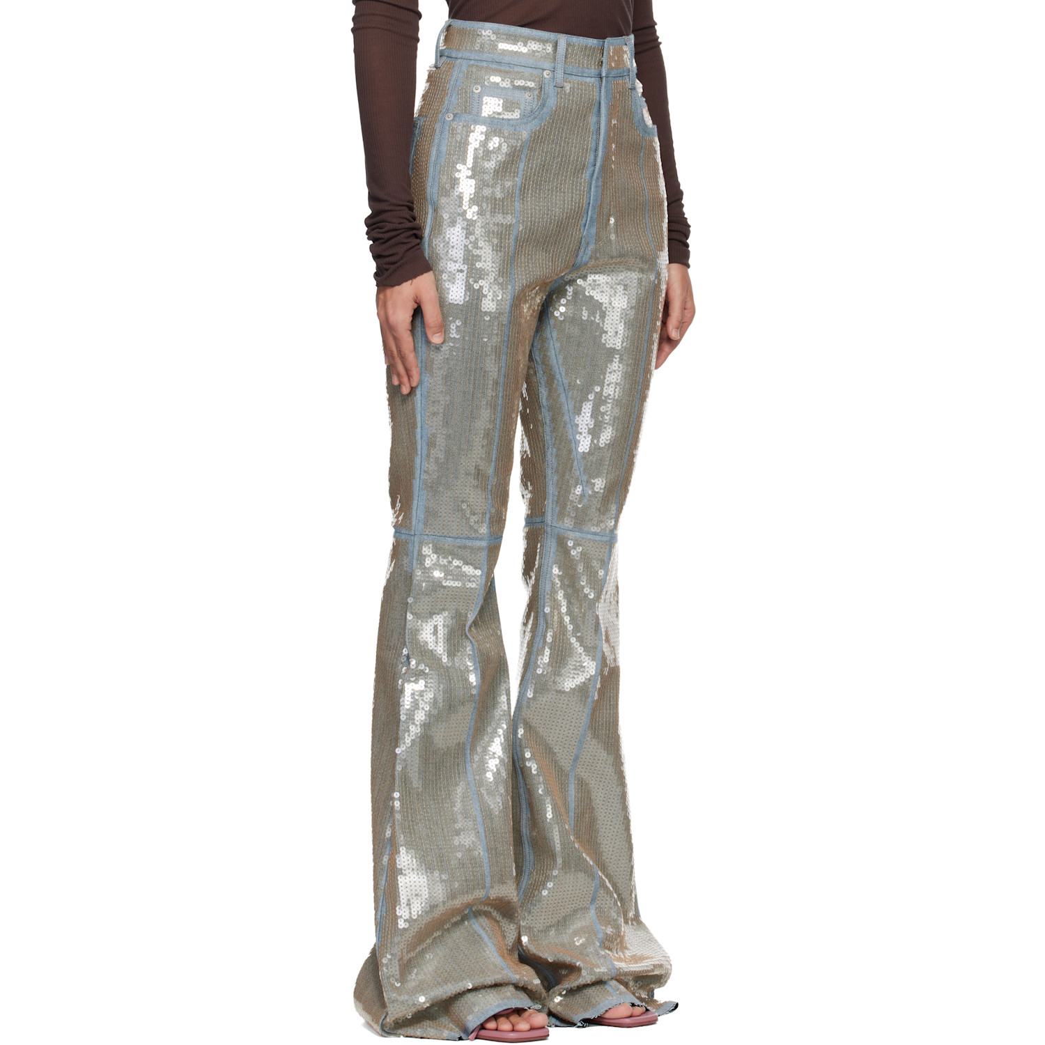  Rick Owens Blue & Beige Temple Bolan Bootcut Jeans 