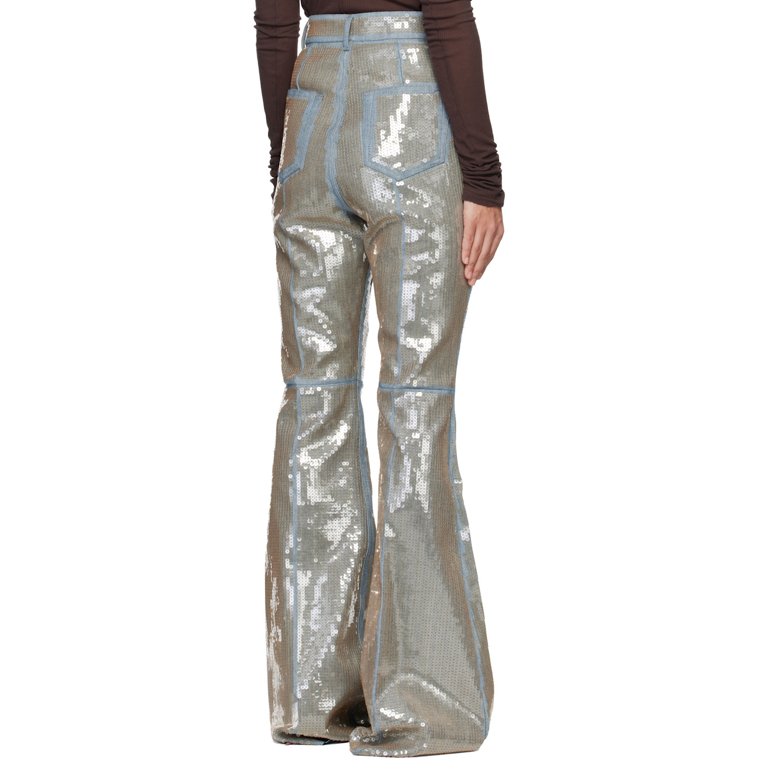  Rick Owens Blue & Beige Temple Bolan Bootcut Jeans 