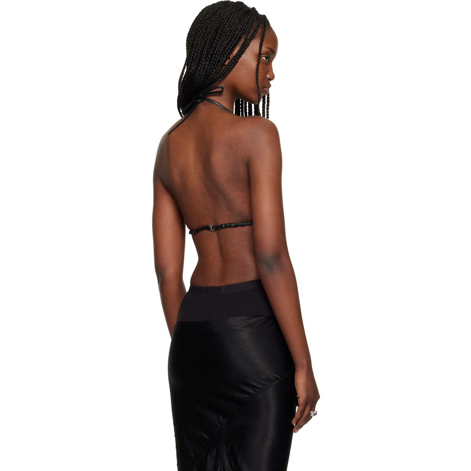  Rick Owens Black Temple Waxy Lamb Leather Bra 