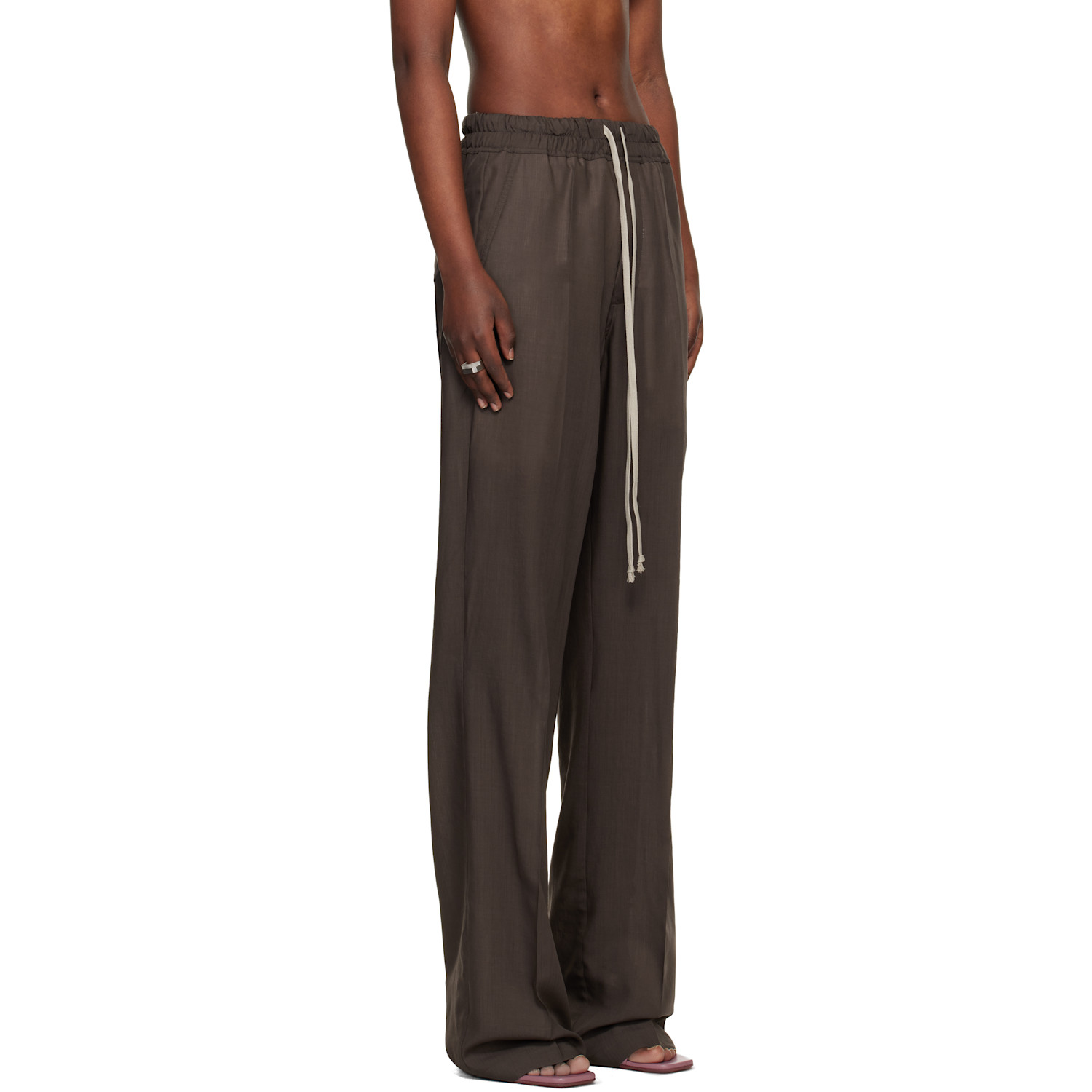  Rick Owens Brown Temple Dietrich Drawstring Lounge Pants 