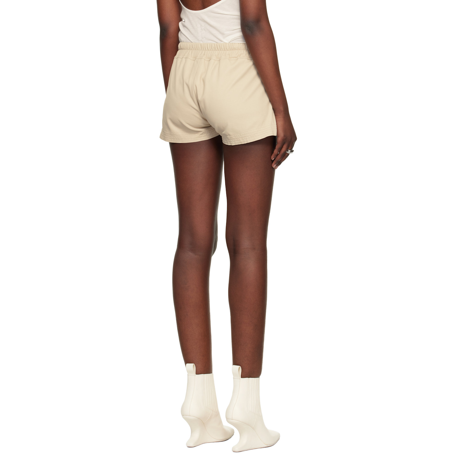  Rick Owens Beige Fog Boxer Leather Shorts 