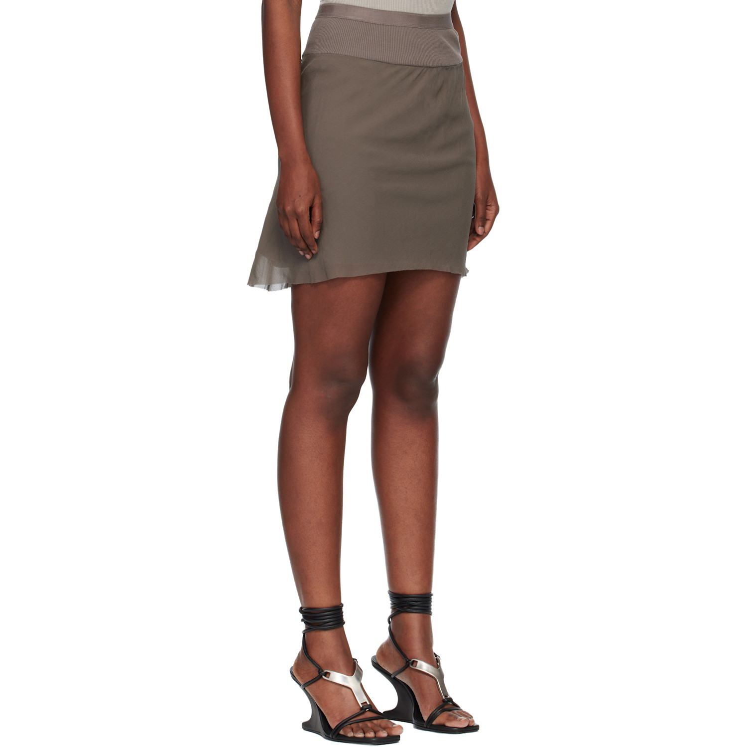  Rick Owens Gray Temple Short Bias Miniskirt 