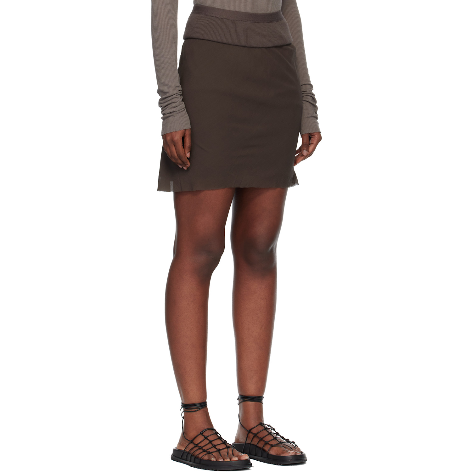  Rick Owens Gray Temple Short Bias Miniskirt 