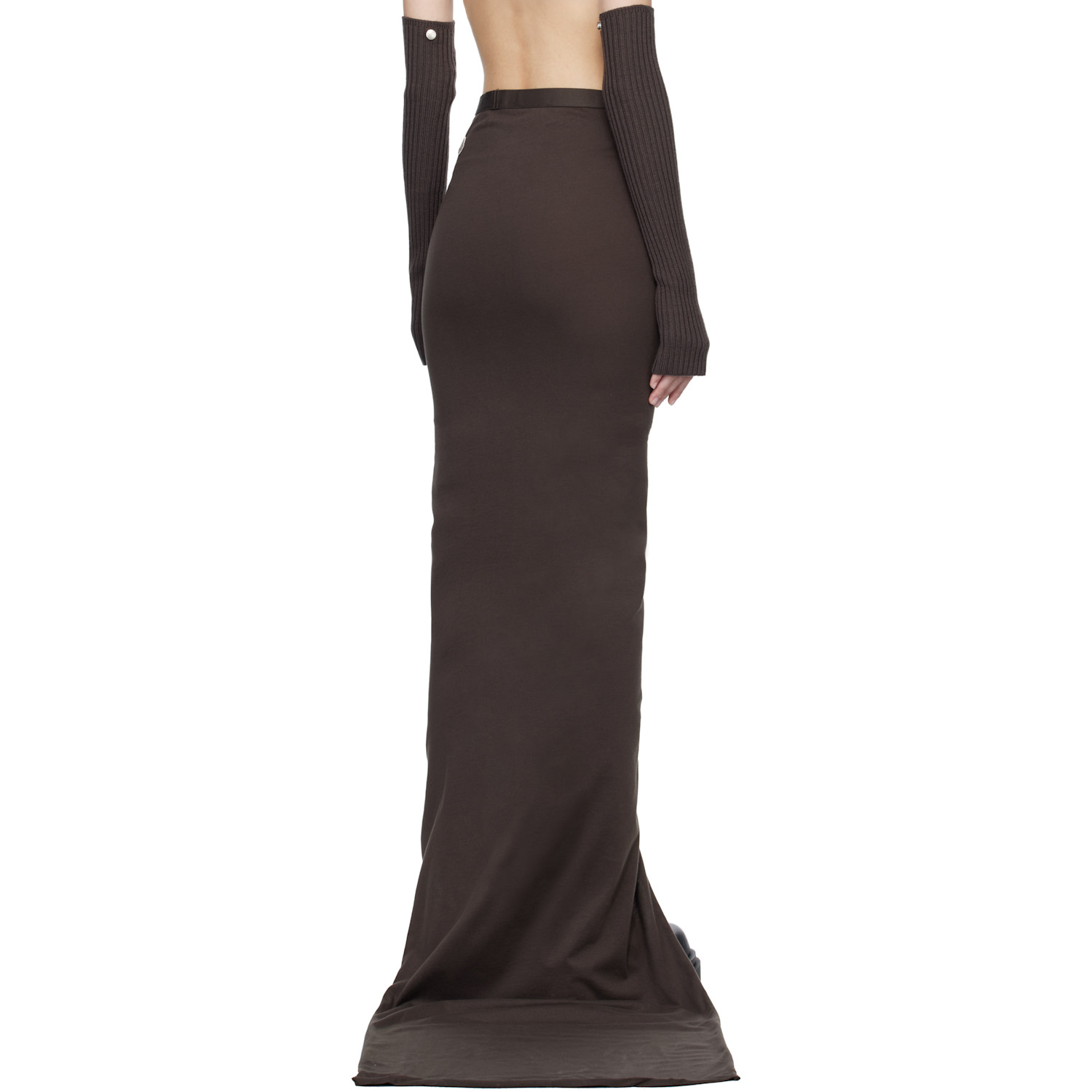  Rick Owens Moncler + Rick Owens Brown Adjustable Maxi Skirt 