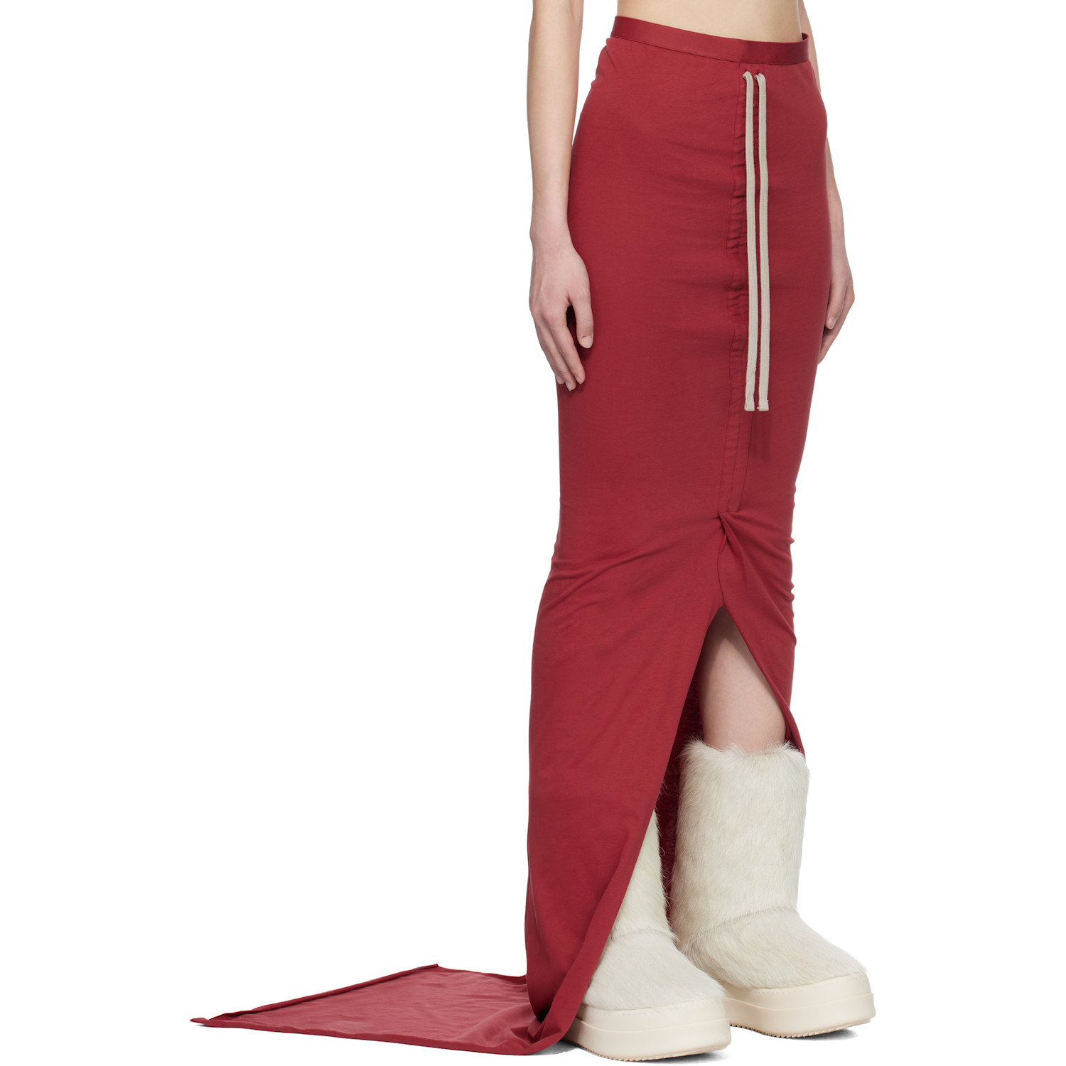  Rick Owens Moncler + Rick Owens Red Adjustable Maxi Skirt 