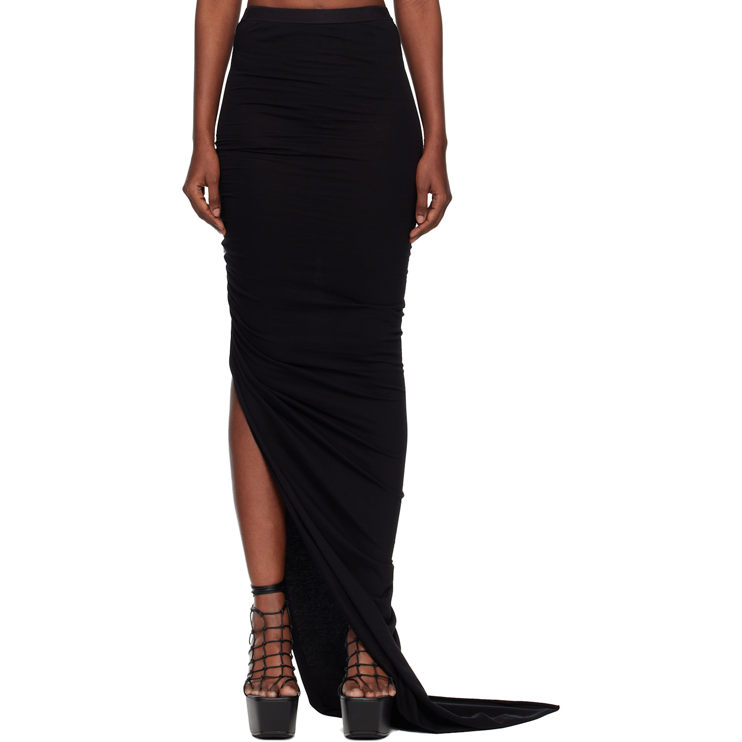 Rick Owens Black Temple Edfu Maxi Skirt
