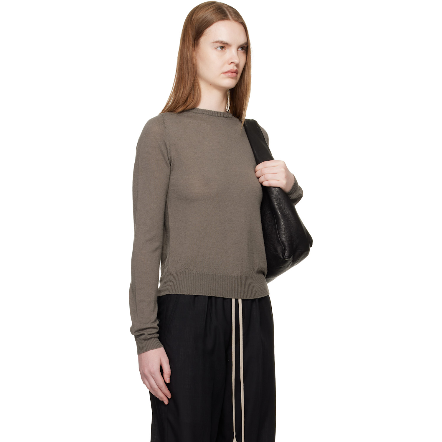  Rick Owens Gray Temple Biker Level Sweater 