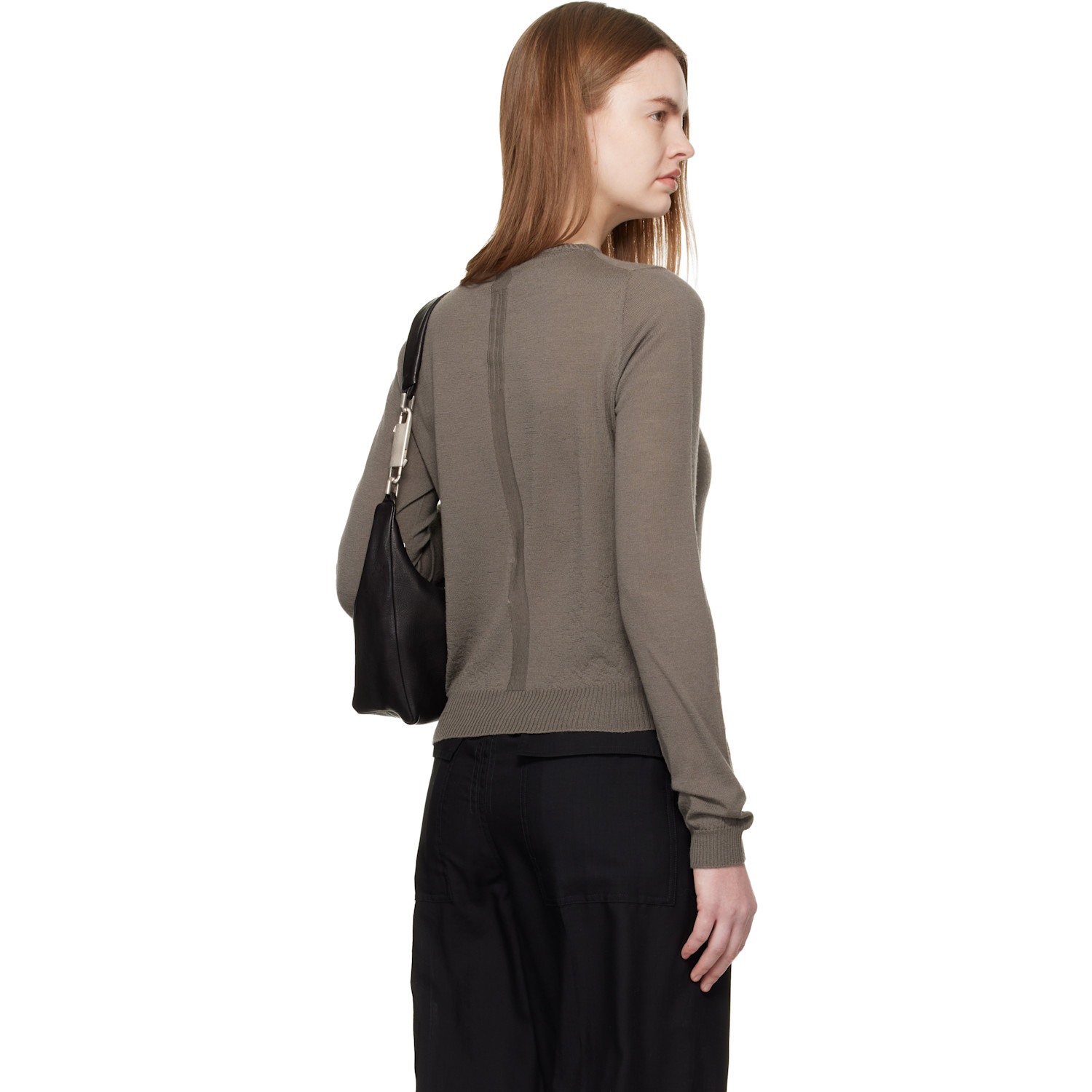  Rick Owens Gray Temple Biker Level Sweater 