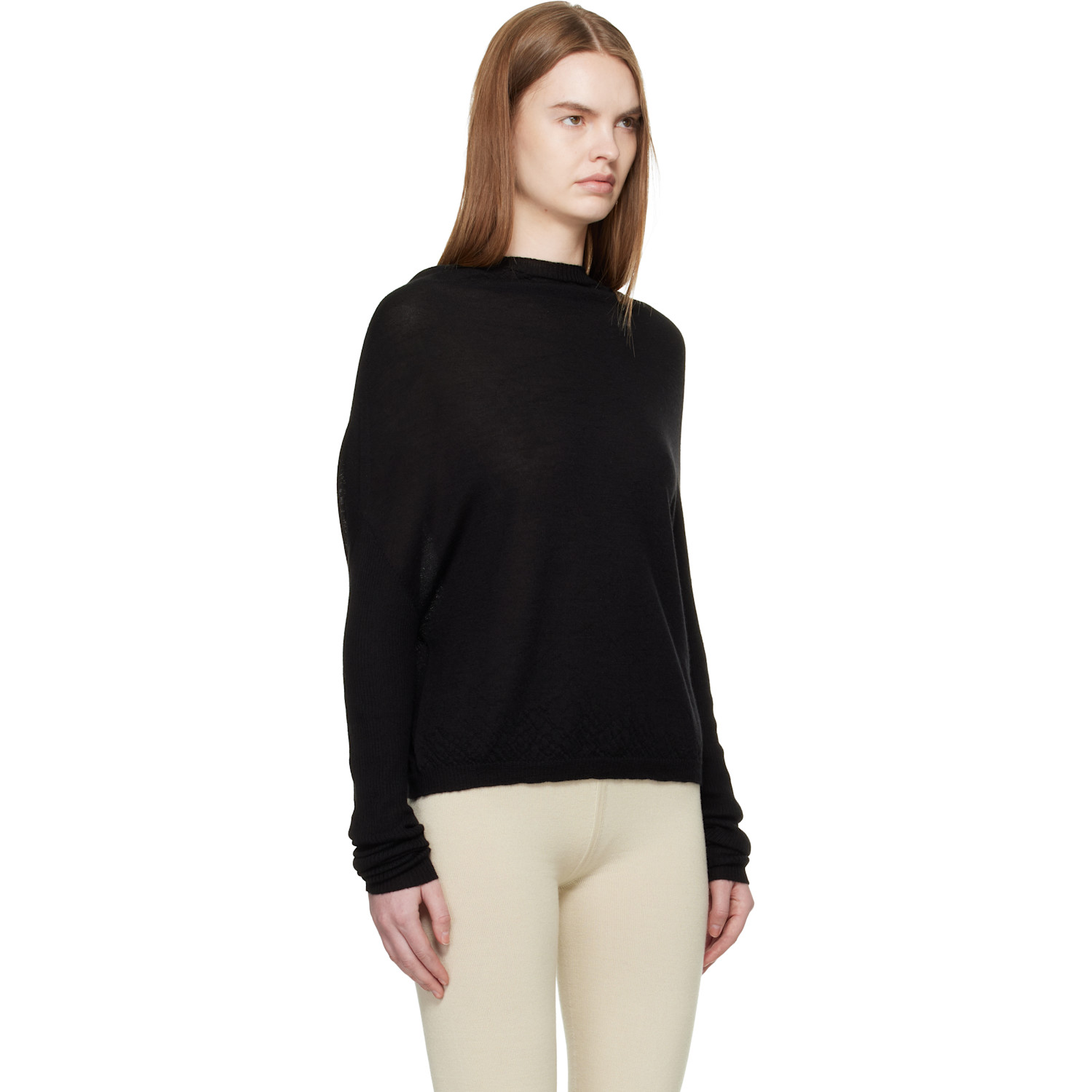  Rick Owens Black Temple Crater Knit Sweater 