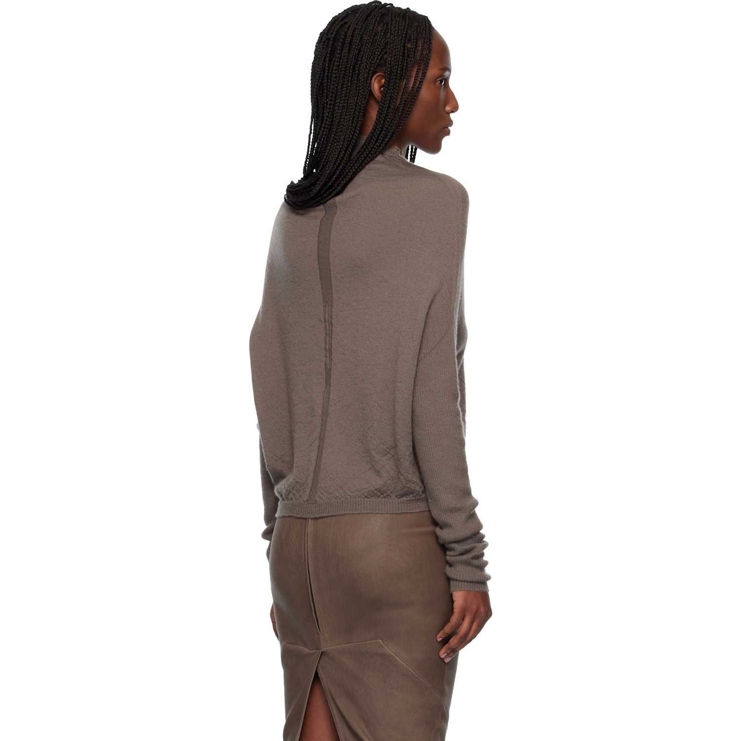  Rick Owens Gray Temple Ls Crater Sweater 