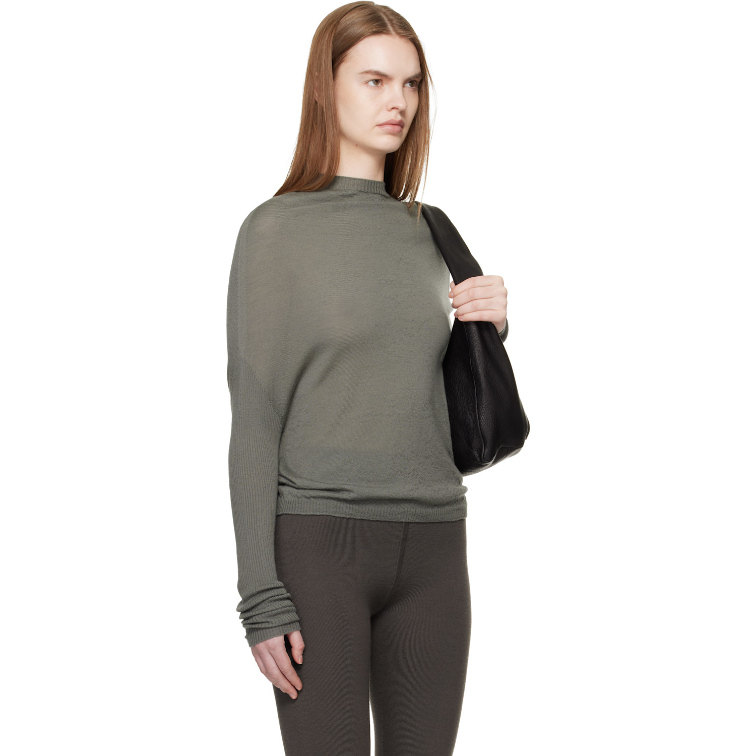  Rick Owens Khaki Temple Crater Knit Sweater 