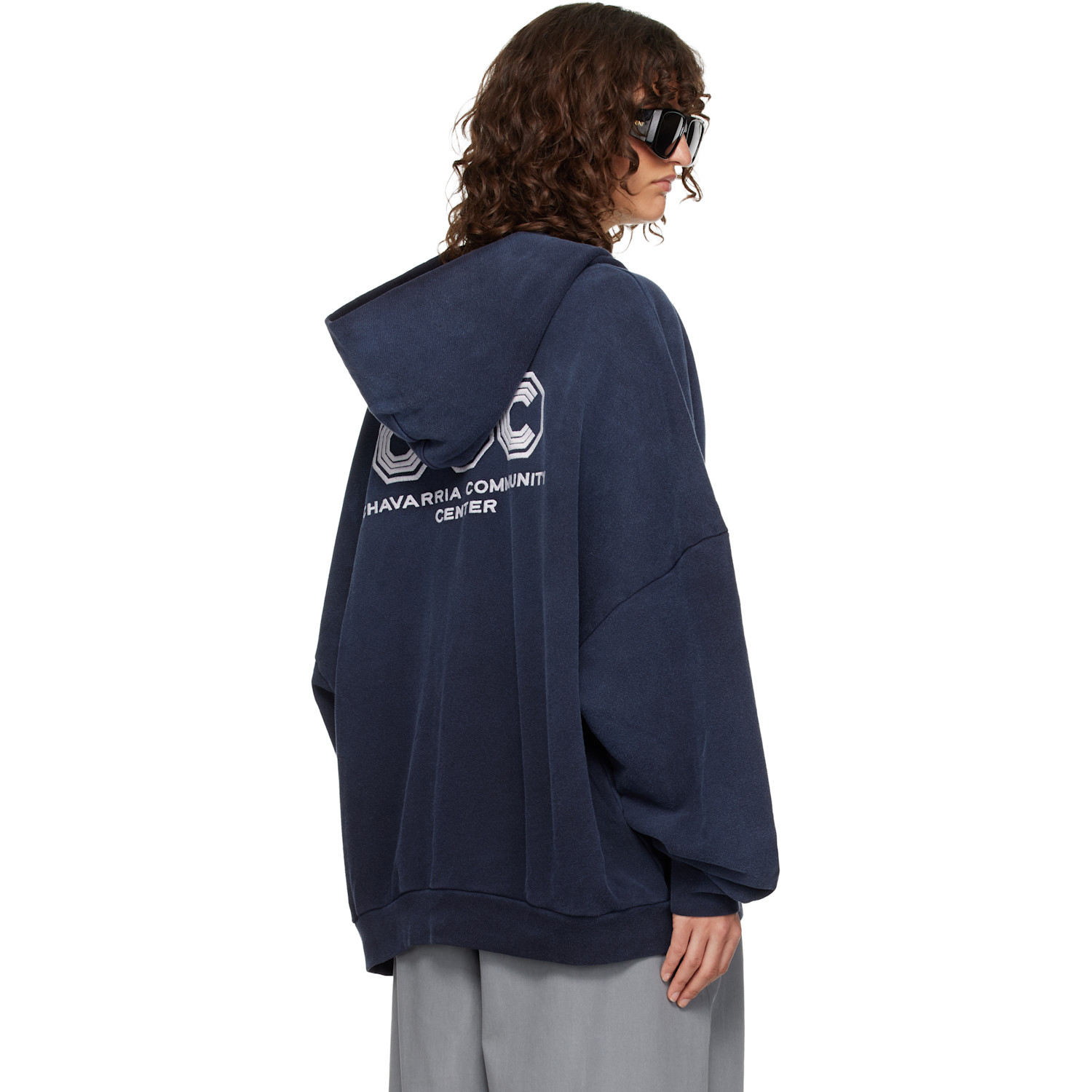  Willy Chavarria Navy 'ccc' Hooligan Zip Through Hoodie 