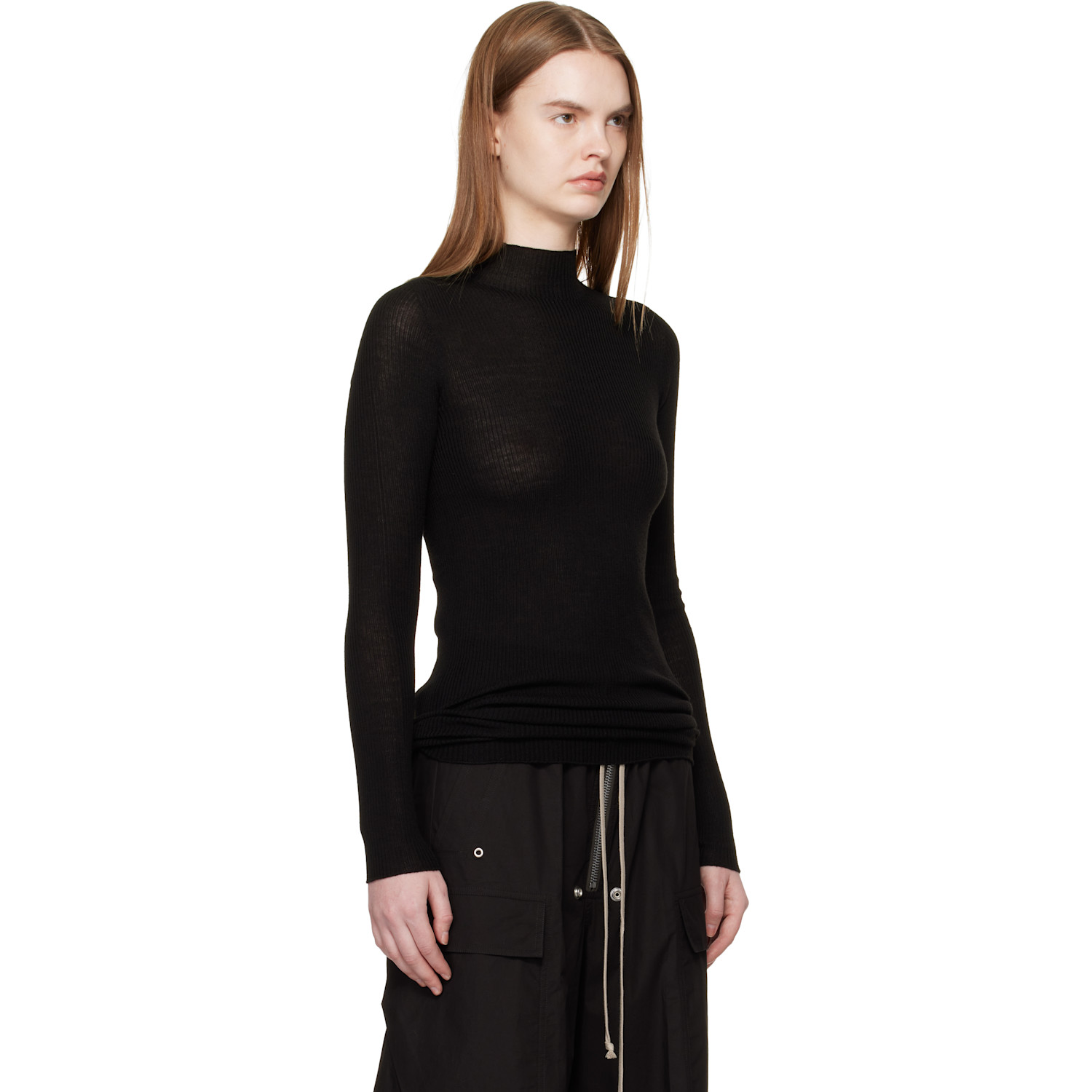  Rick Owens Black Temple Ls Turtle Sweater 